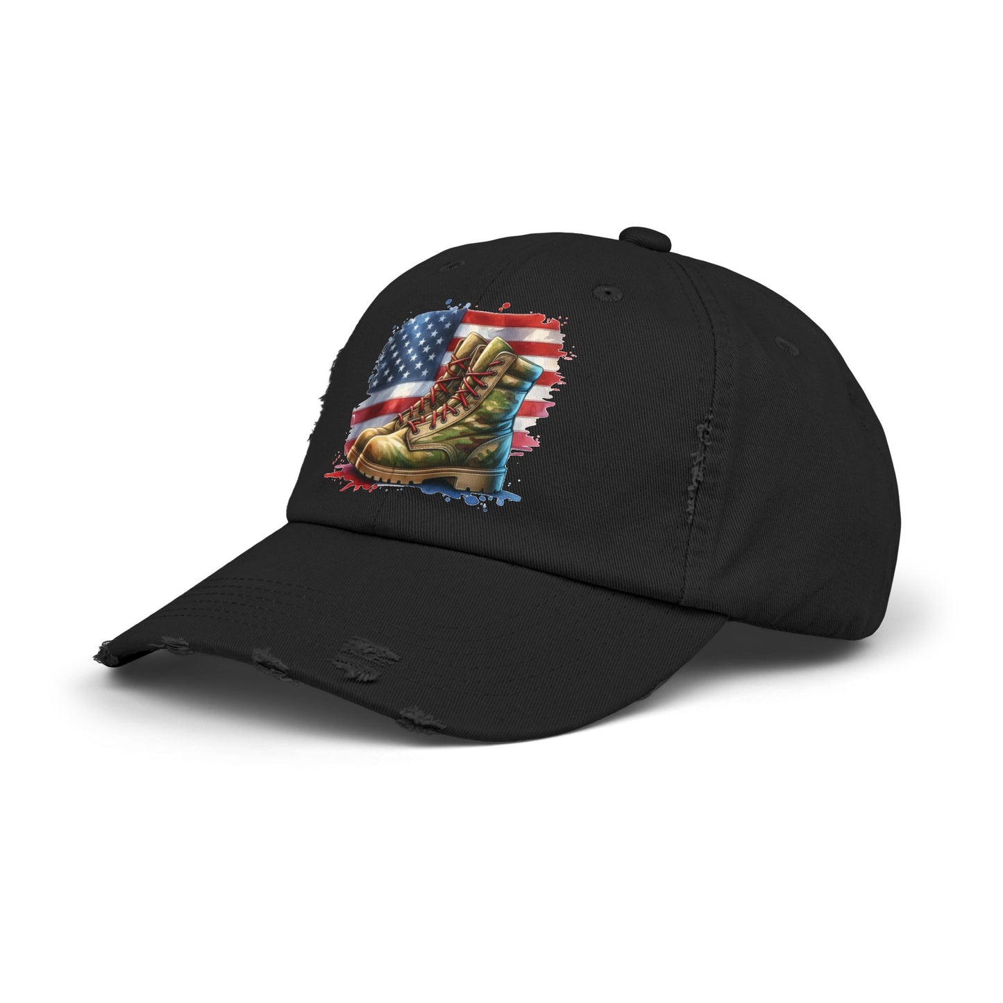 Patriotic Distressed Cap, American Flag Hat, Veteran Appreciation Gift, Casual Outdoor Style, Unisex Fashion Accessory