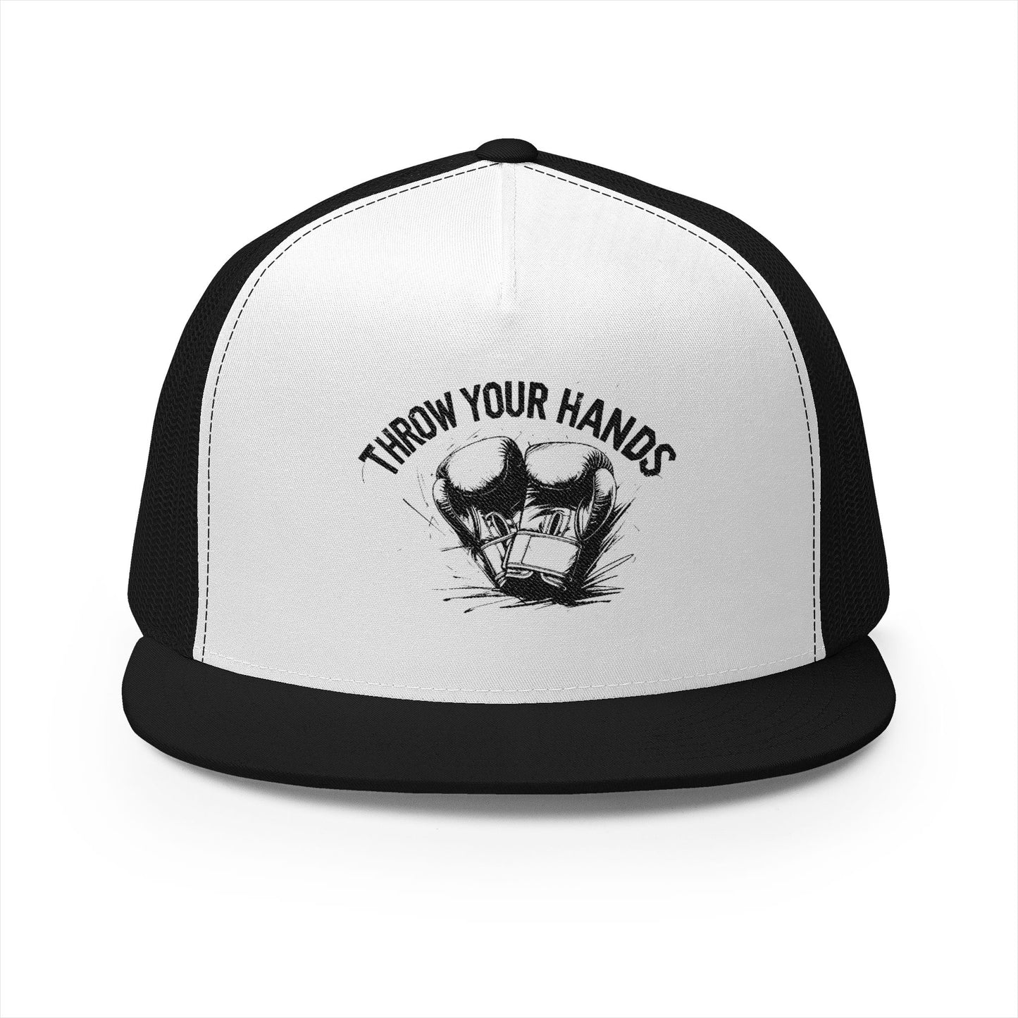 Trendy 5 Panel Trucker Cap - 'Throw Your Hands' Design, Perfect for Festivals, Casual Outings, Unisex Gift, Summer Style
