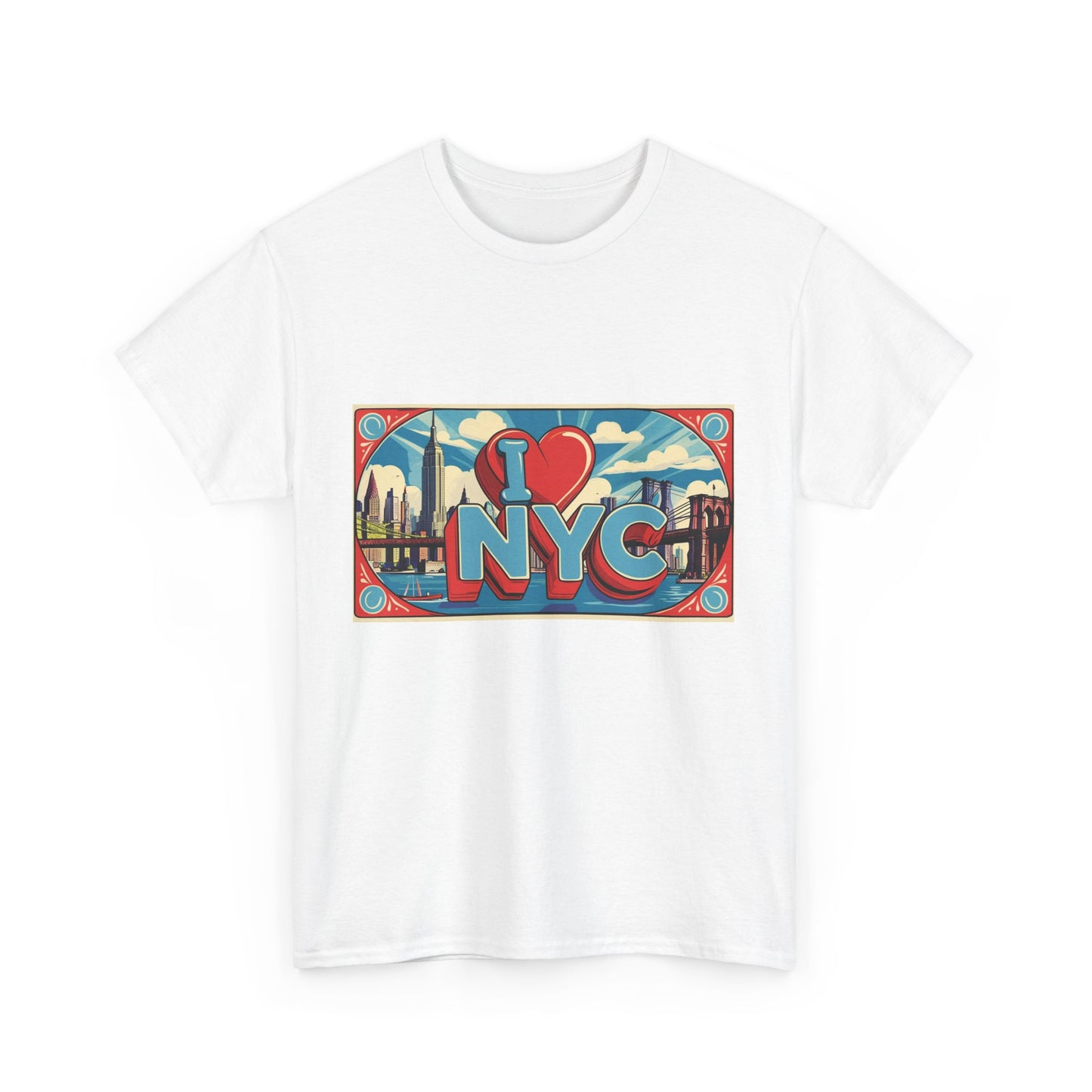 I Love NYC Unisex Heavy Cotton Tee - Perfect for Travelers, Souvenirs, Casual Wear, City Lovers, Gift Ideas for Friends