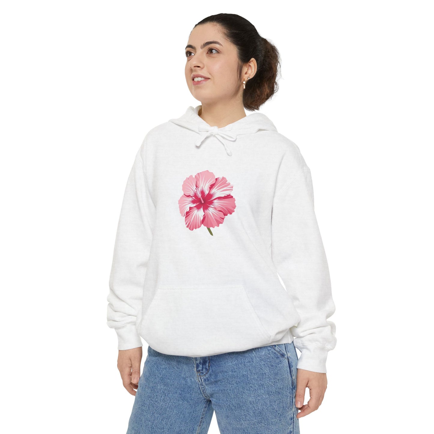 Vibrant Floral Hoodie - Unisex Garment-Dyed Sweatshirt, Cozy Casualwear, Perfect Gift for Spring/Summer, Beach Vibes, Relaxed Style
