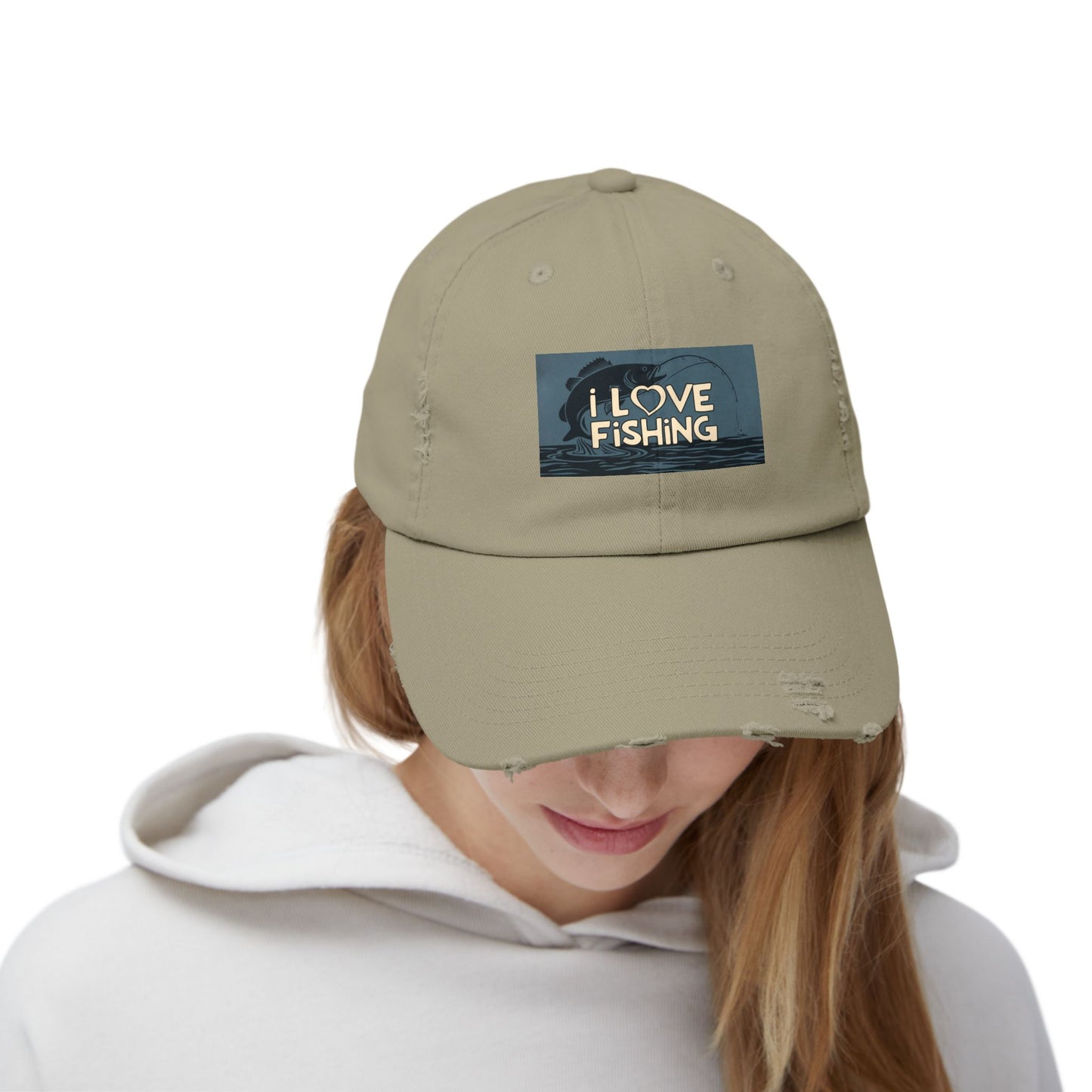 Fishing Lover Distressed Cap - Unisex Fishing Hat, Outdoor Gear, Gift for Anglers, Casual Style, Summer Accessory