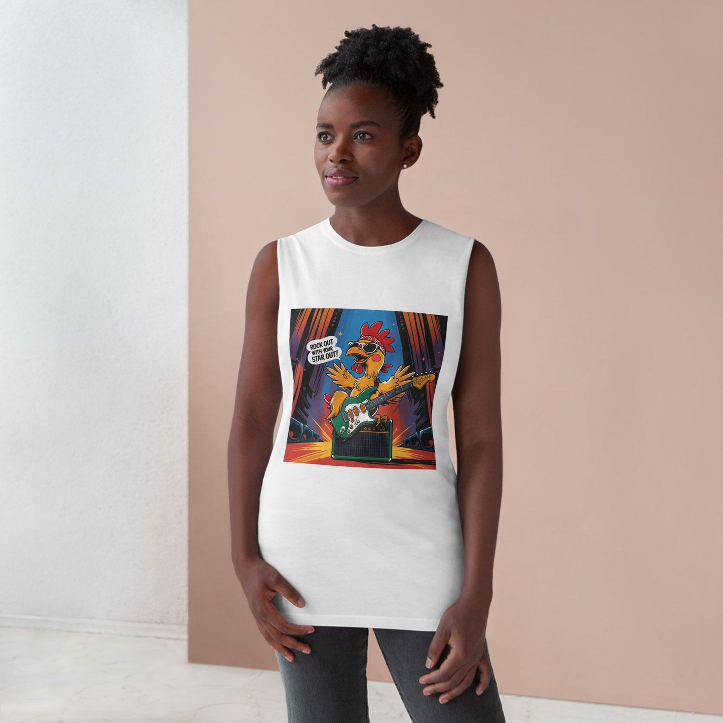 Unisex Rockin' Chicken Tank Top, Funny Music Shirt, Summer Wear, Gift for Musicians, Concert Outfit