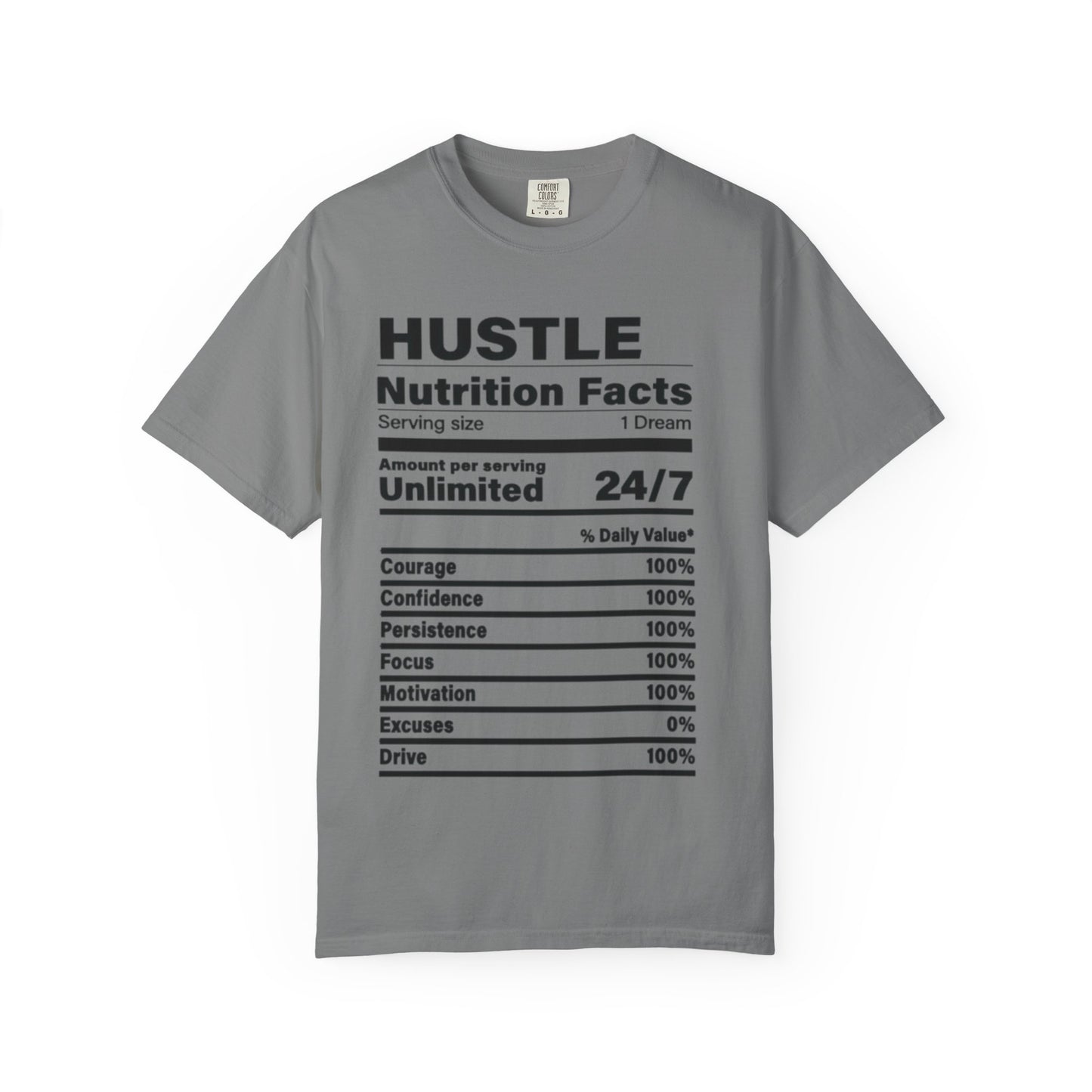 Hustle Nutrition Facts T-Shirt, Unisex Motivational Tee, Fitness Gift, Dreamer Apparel, Inspirational Casual Wear