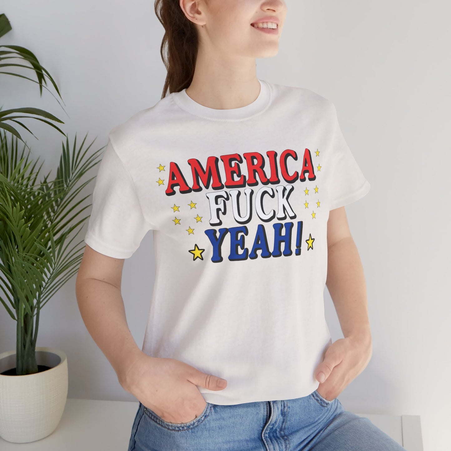 America Fuck Yeah! Unisex Jersey Tee - Patriotic Graphic T-Shirt for Celebrations