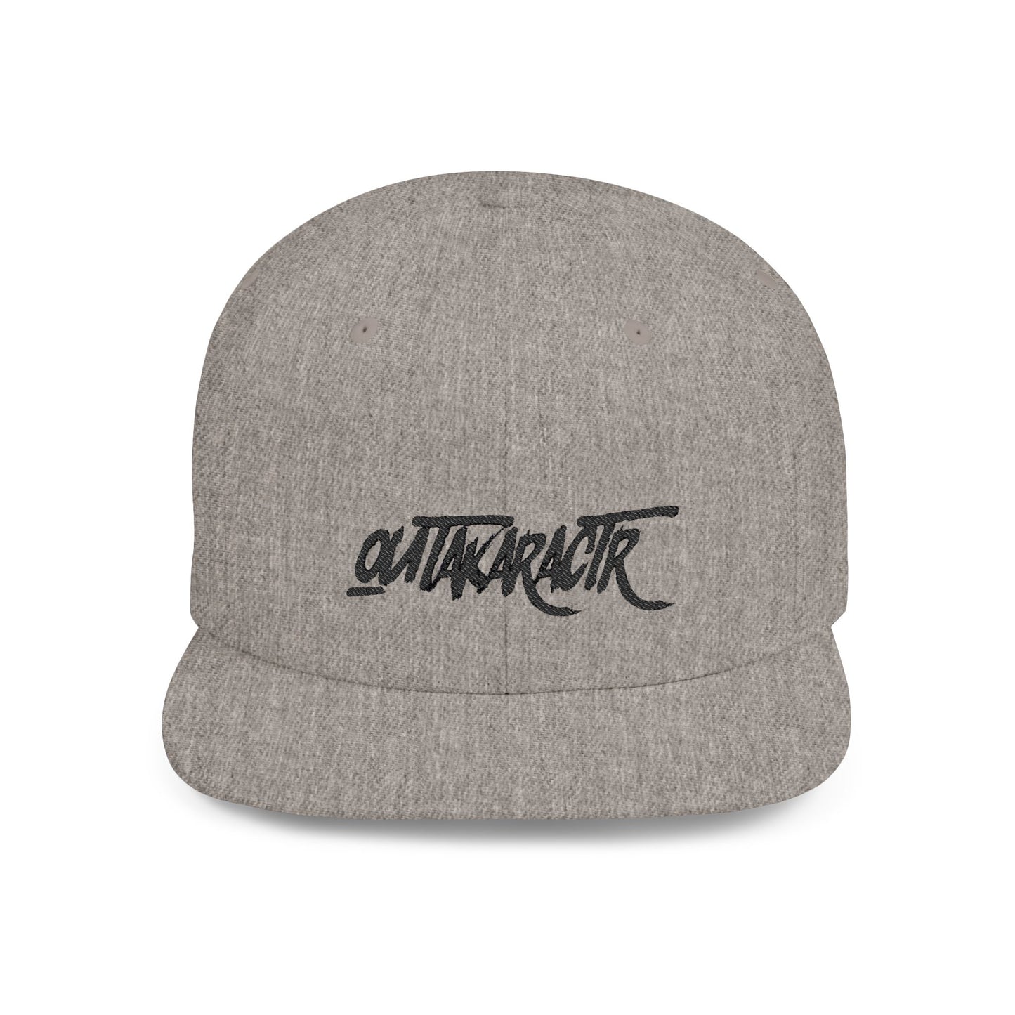 Embroidery "OuTaKaRaCtR " Stylish Outta Character Flat Bill Snapback Cap - Trendy White Hat for Fashion Lovers