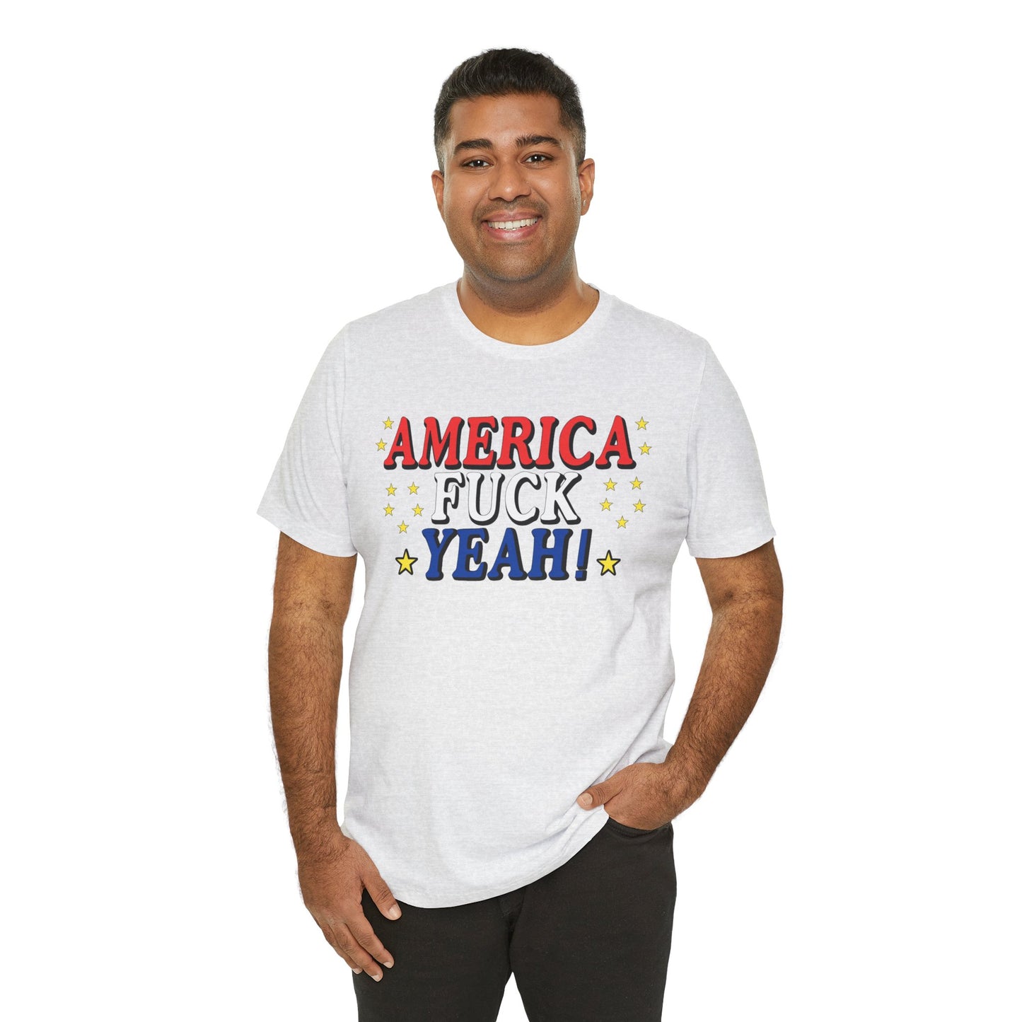America Fuck Yeah! Unisex Jersey Tee - Patriotic Graphic T-Shirt for Celebrations