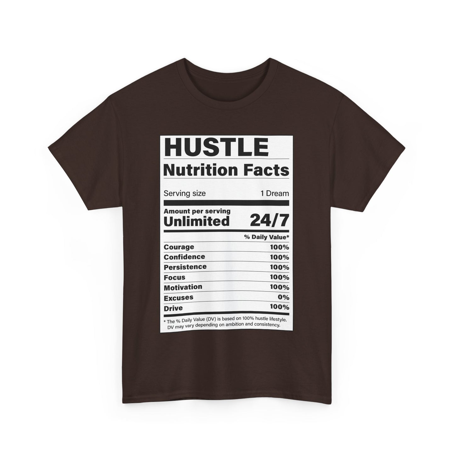 Hustle Nutrition Facts Unisex Heavy Cotton Tee - Motivational Graphic Shirt