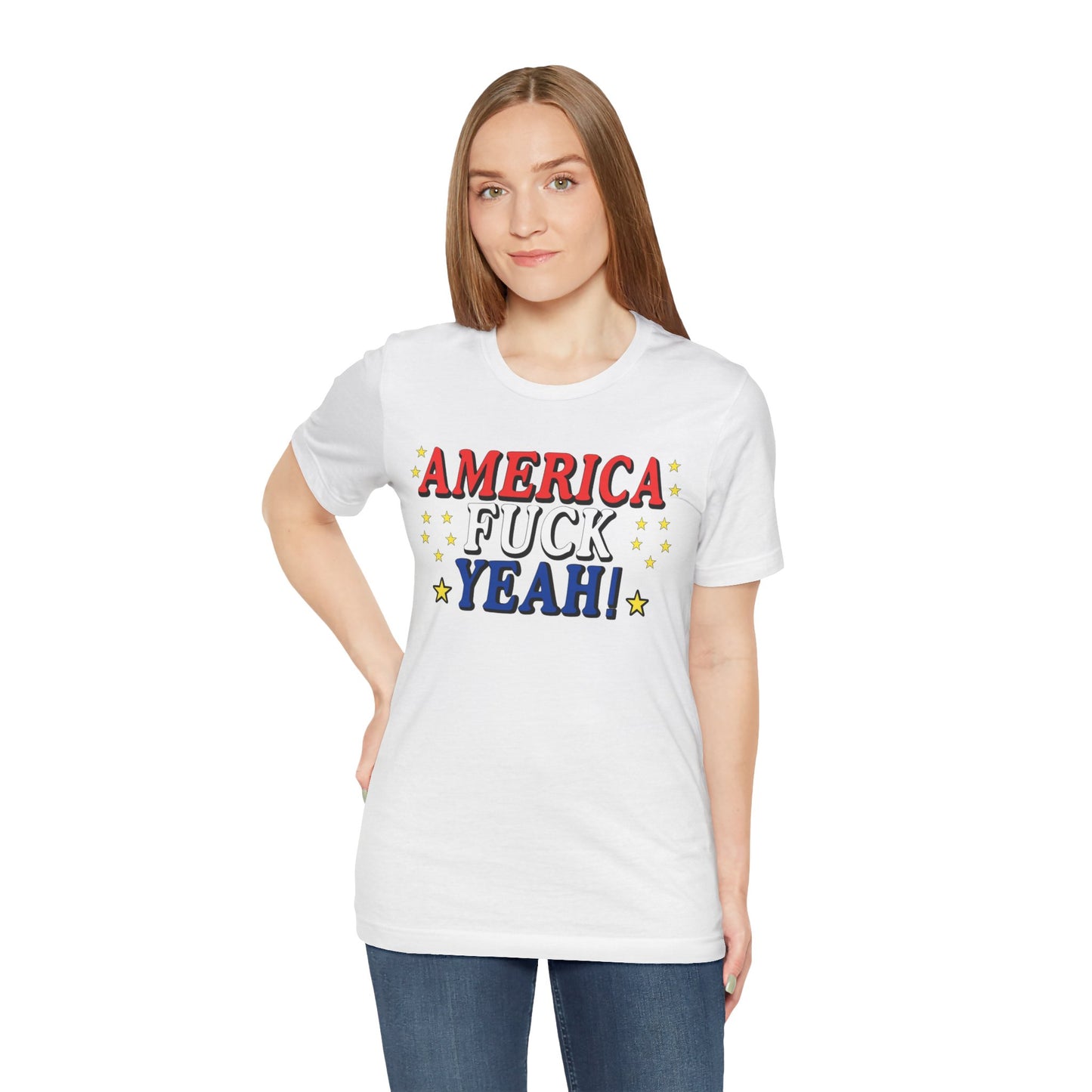America Fuck Yeah! Unisex Jersey Tee - Patriotic Graphic T-Shirt for Celebrations