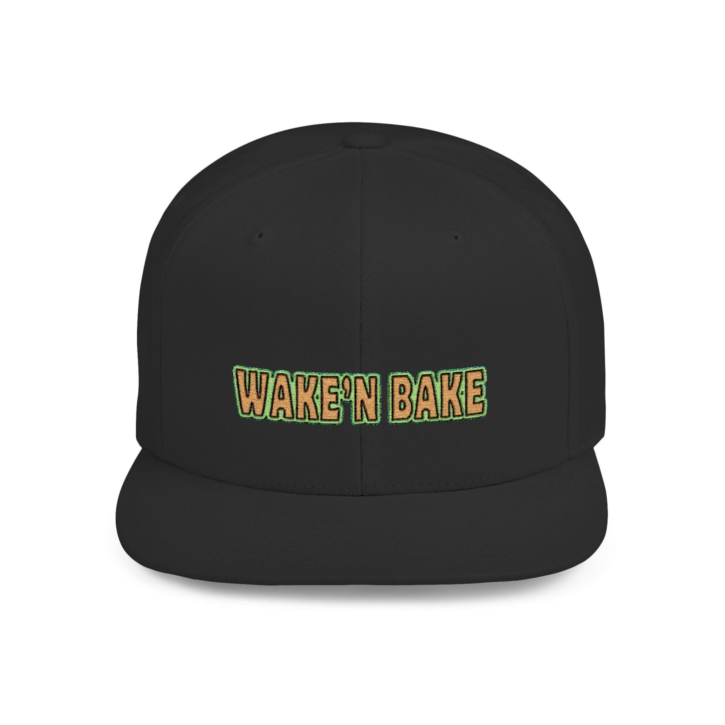 Trendy Flat Bill Snapback Hat, Wake 'N Bake Cap, Gift for Stoners, Casual Wear, Street Style
