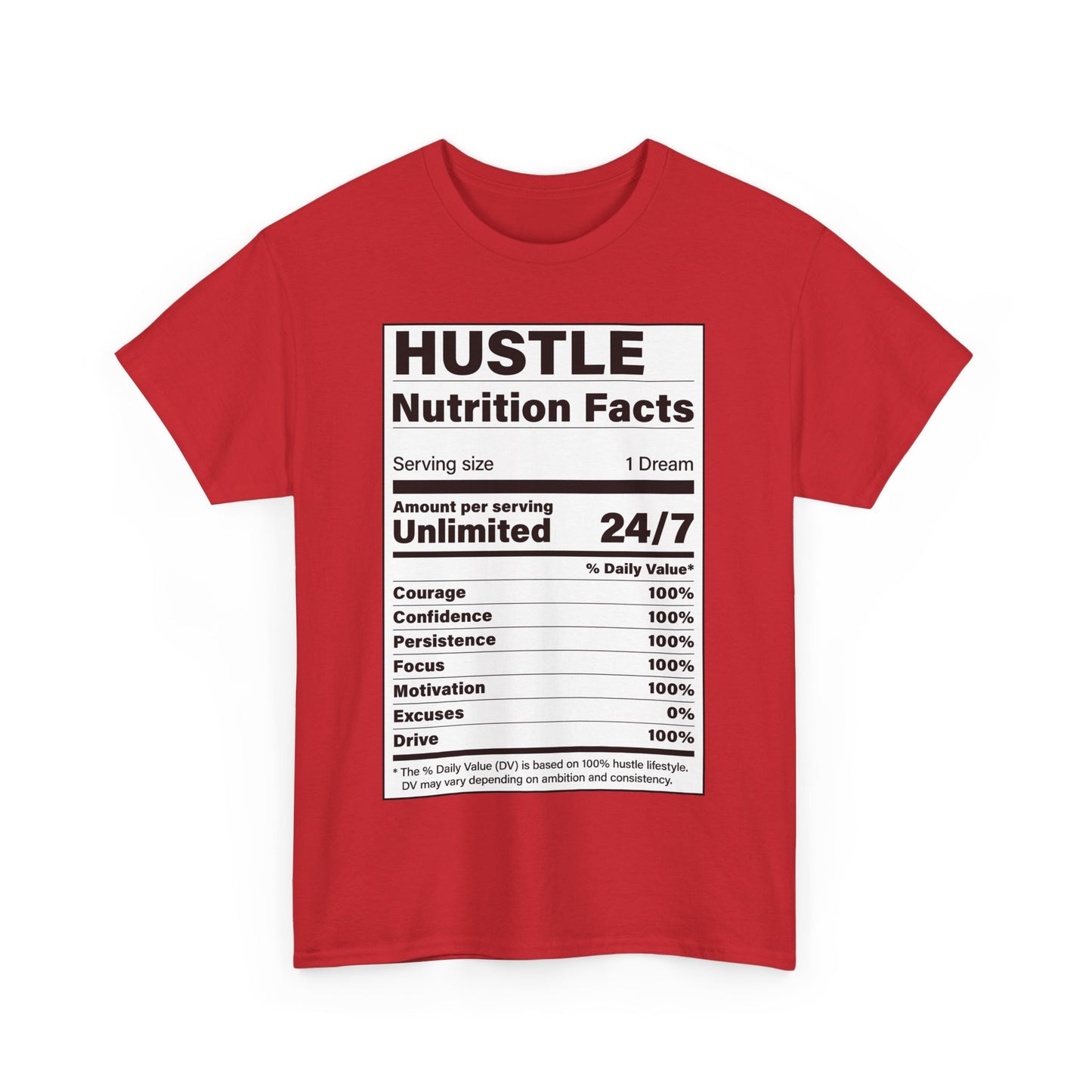 Hustle Nutrition Facts Unisex Heavy Cotton Tee - Motivational Graphic Shirt