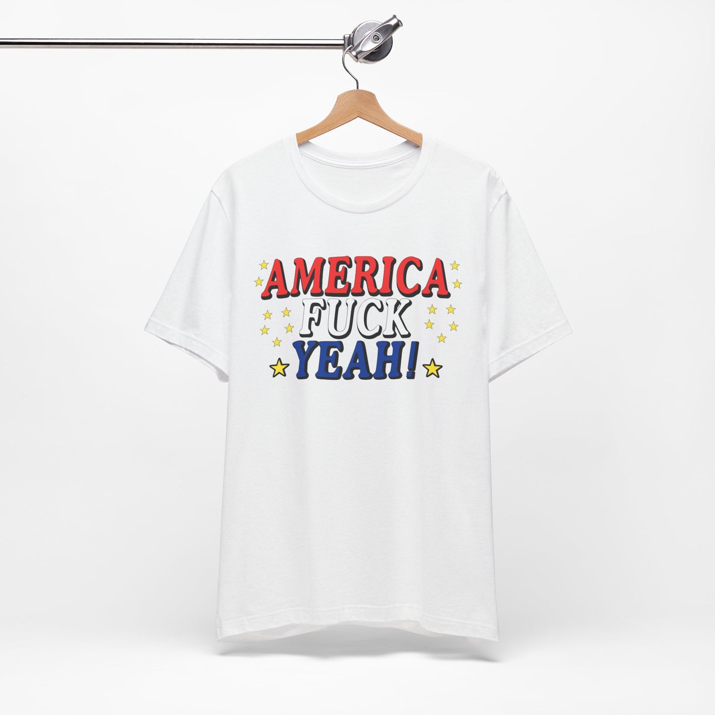 America Fuck Yeah! Unisex Jersey Tee - Patriotic Graphic T-Shirt for Celebrations