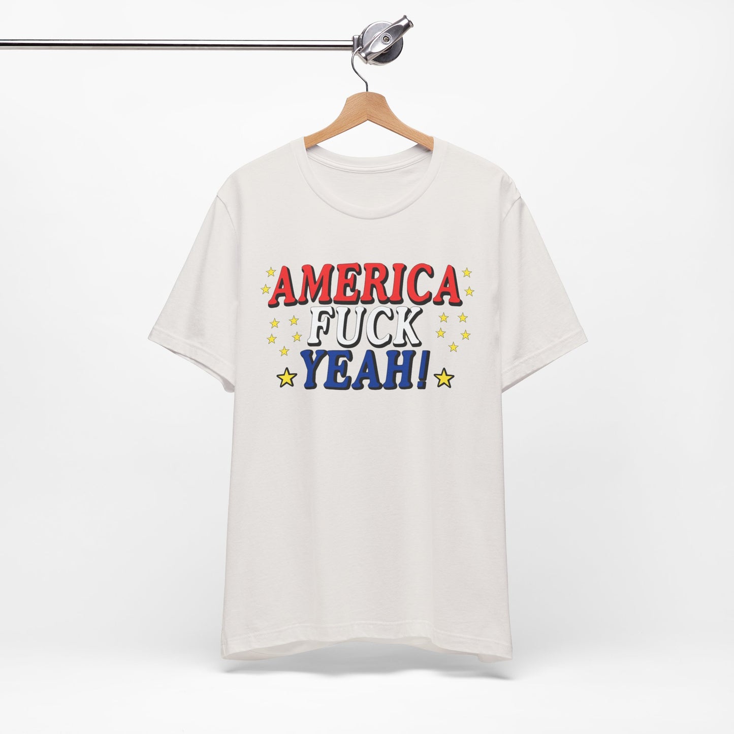 America Fuck Yeah! Unisex Jersey Tee - Patriotic Graphic T-Shirt for Celebrations