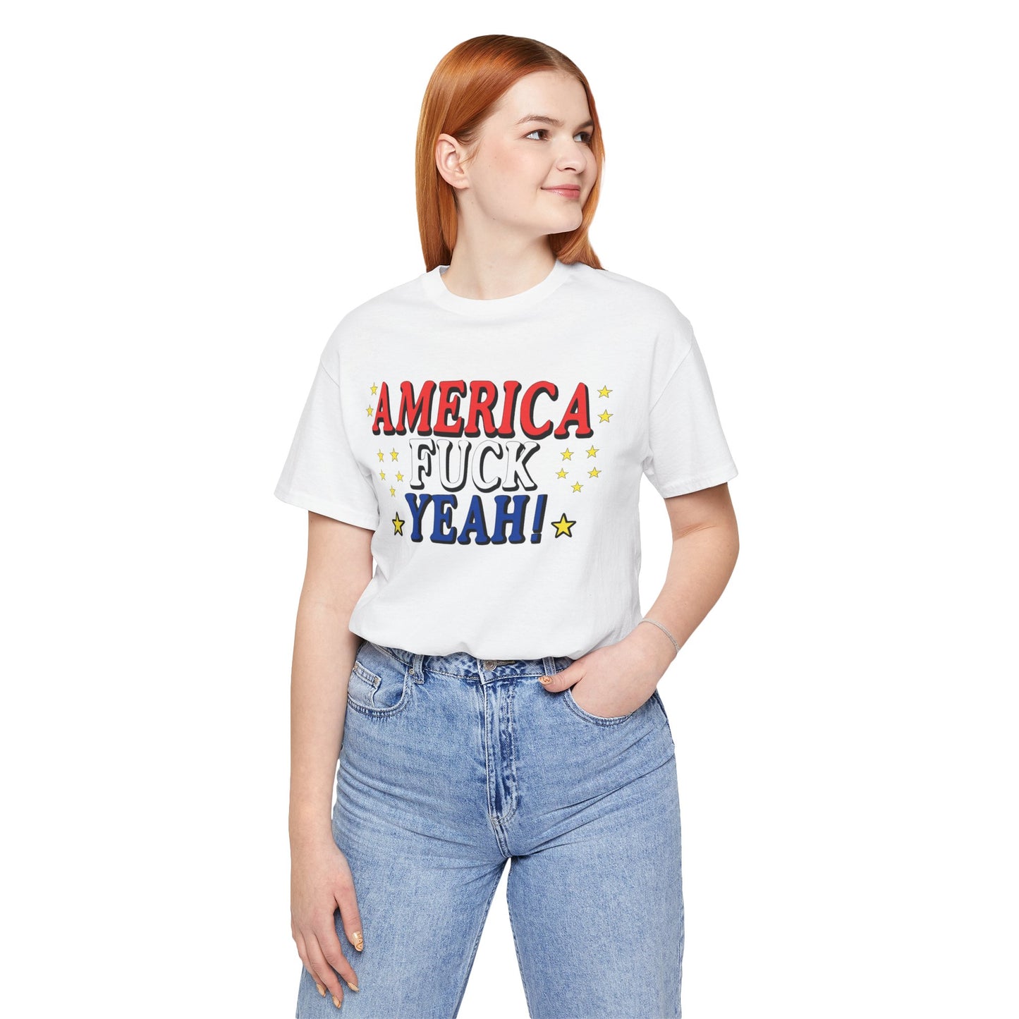 America Fuck Yeah! Unisex Jersey Tee - Patriotic Graphic T-Shirt for Celebrations