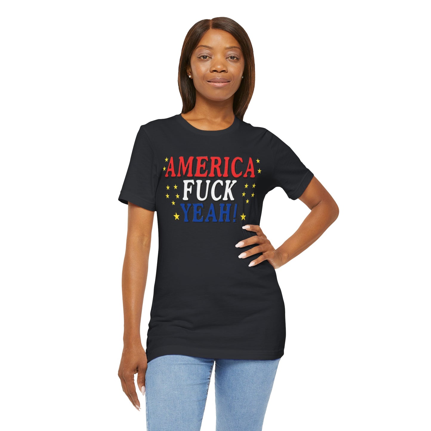 America Fuck Yeah! Unisex Jersey Tee - Patriotic Graphic T-Shirt for Celebrations