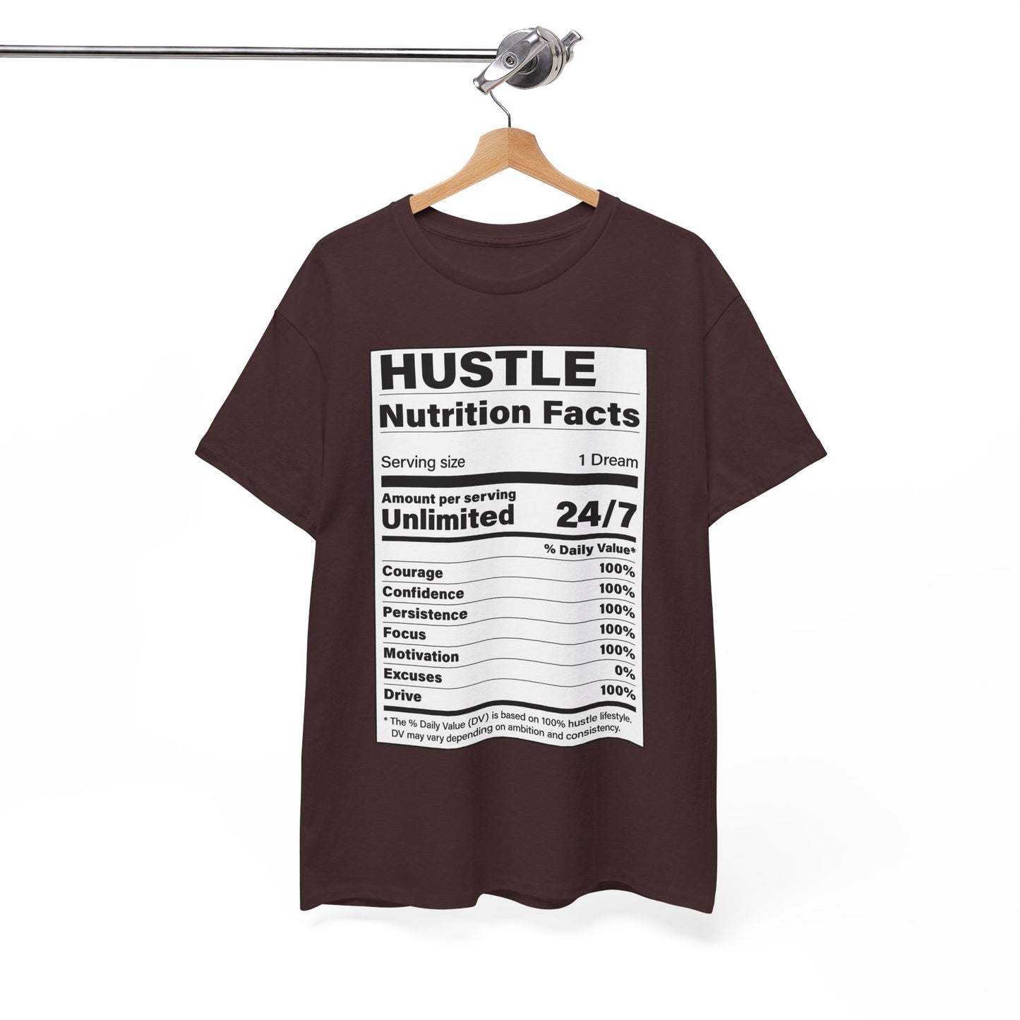 Hustle Nutrition Facts Unisex Heavy Cotton Tee - Motivational Graphic Shirt