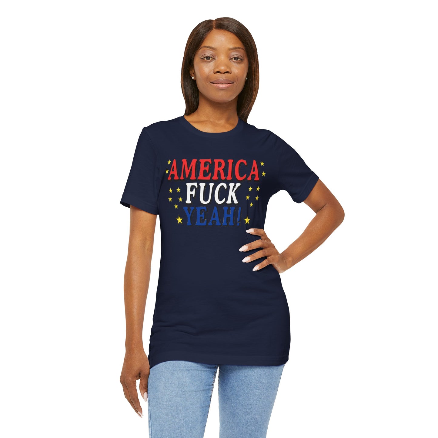 America Fuck Yeah! Unisex Jersey Tee - Patriotic Graphic T-Shirt for Celebrations