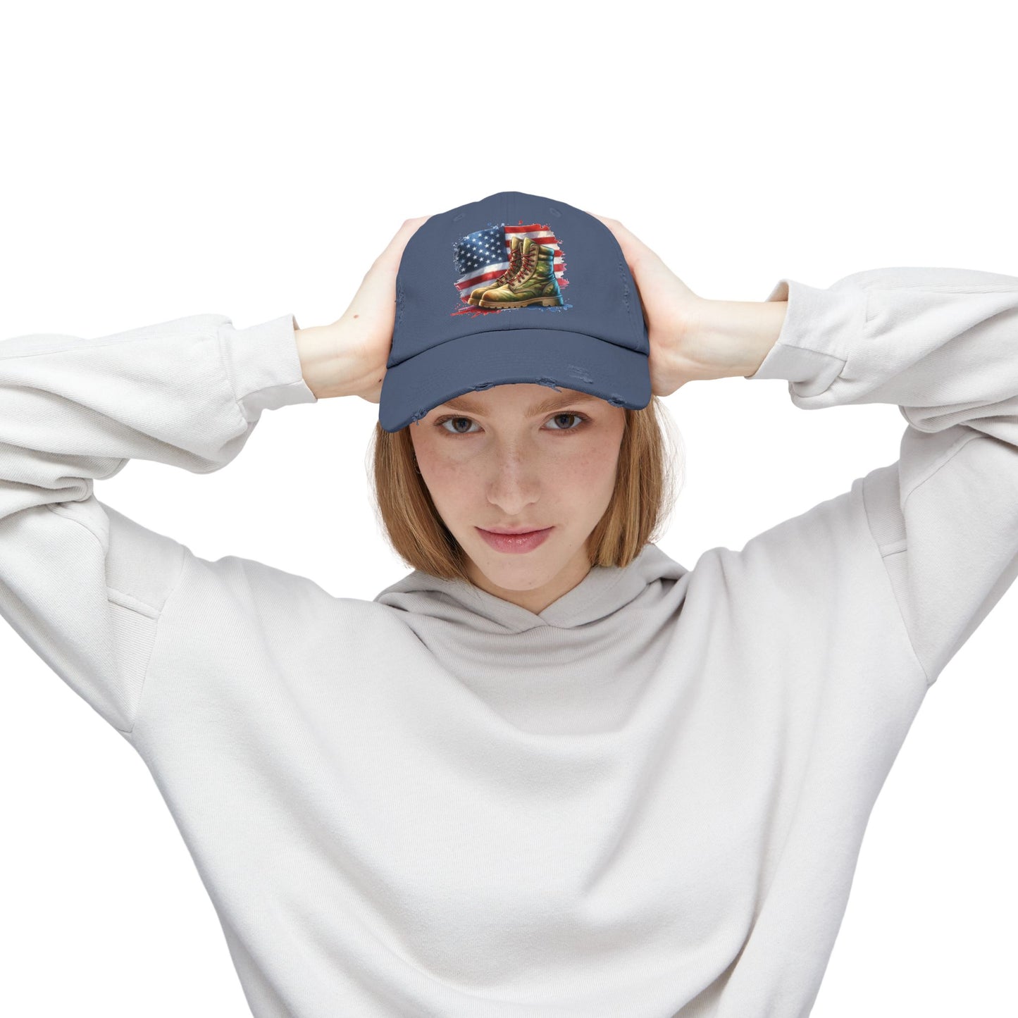 Patriotic Distressed Cap, American Flag Hat, Veteran Appreciation Gift, Casual Outdoor Style, Unisex Fashion Accessory