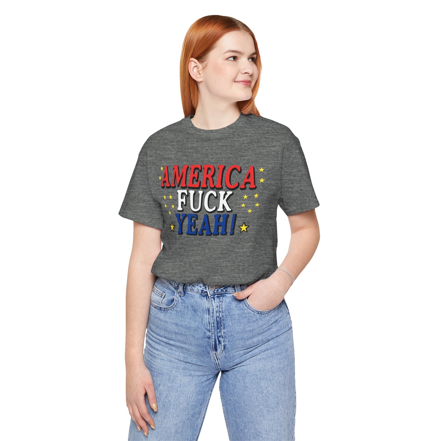 America Fuck Yeah! Unisex Jersey Tee - Patriotic Graphic T-Shirt for Celebrations