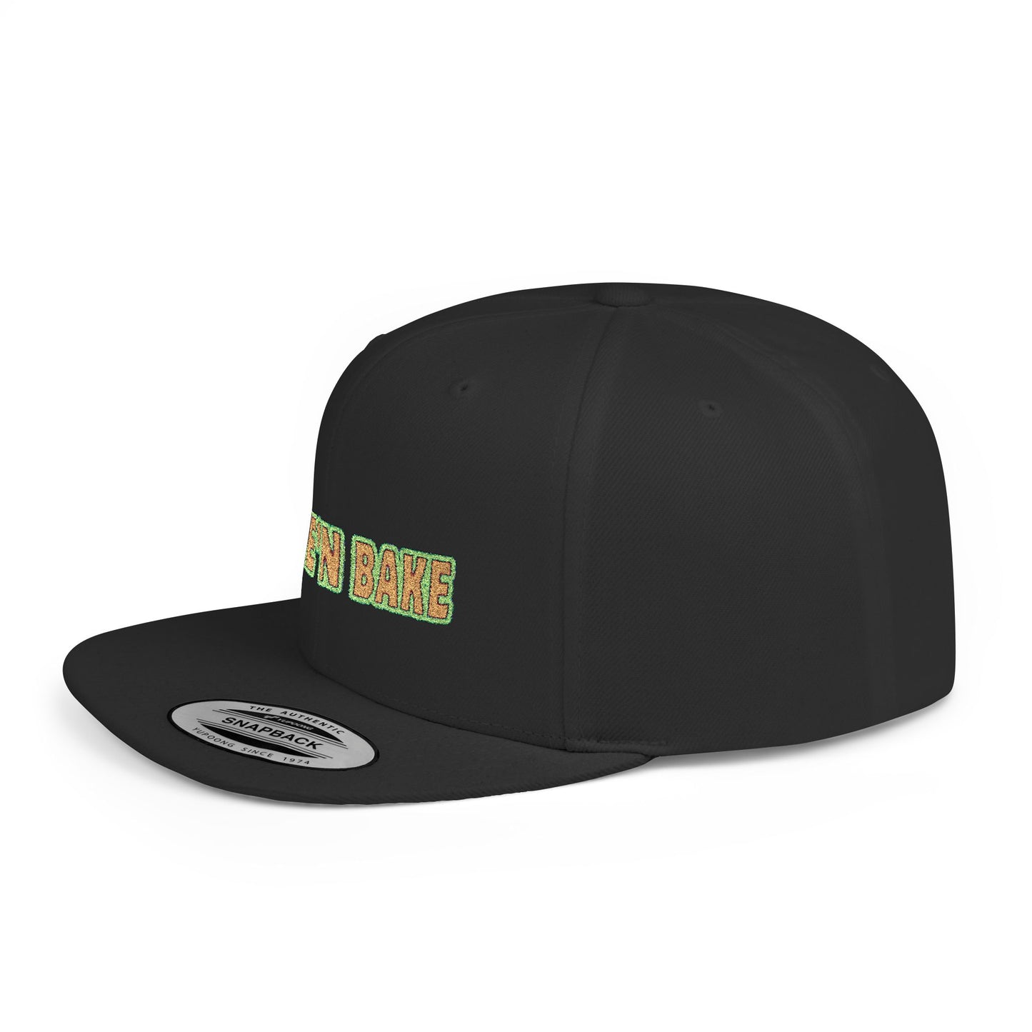 Trendy Flat Bill Snapback Hat, Wake 'N Bake Cap, Gift for Stoners, Casual Wear, Street Style