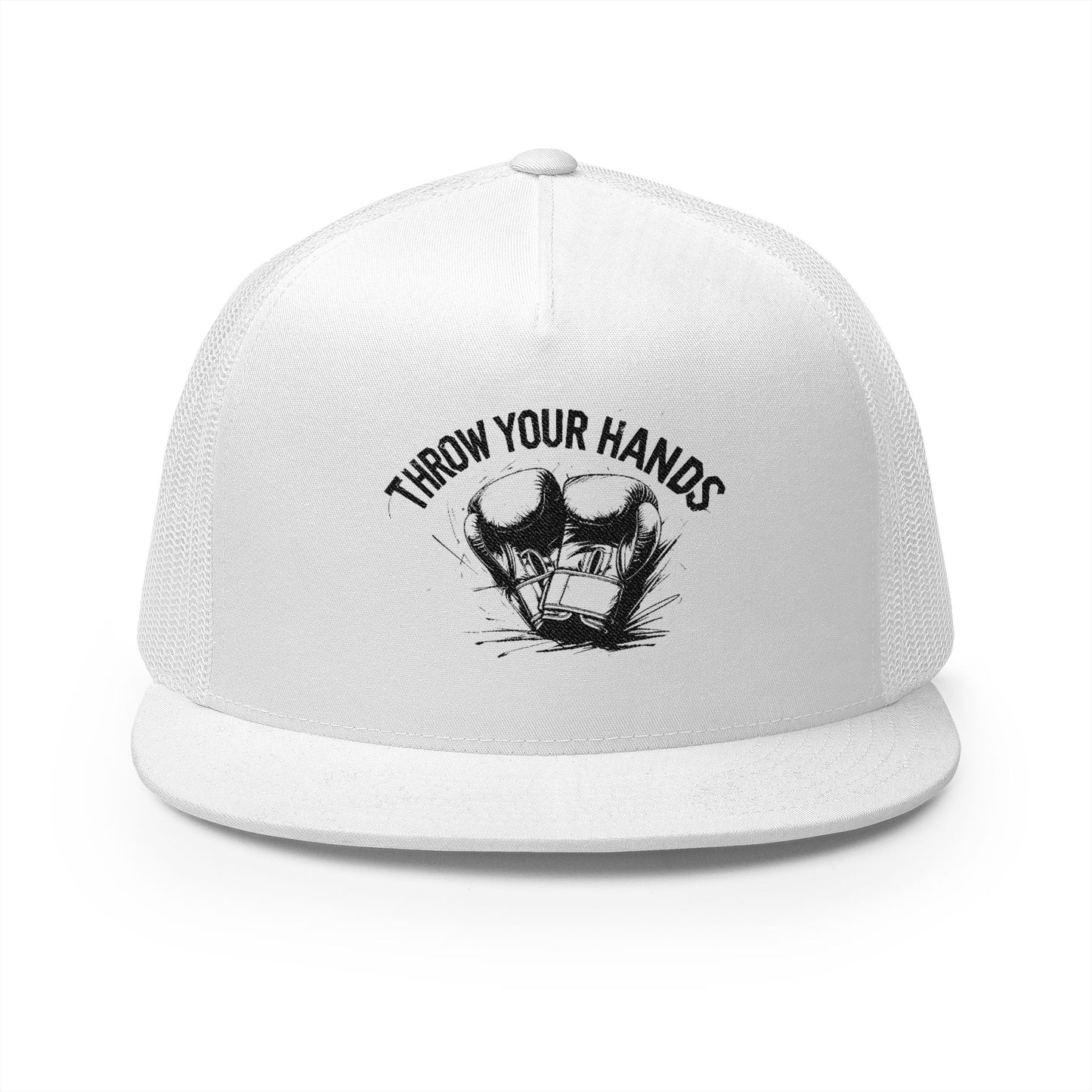 Trendy 5 Panel Trucker Cap - 'Throw Your Hands' Design, Perfect for Festivals, Casual Outings, Unisex Gift, Summer Style