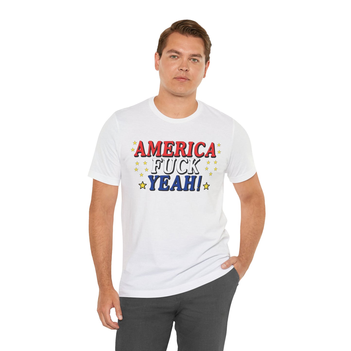 America Fuck Yeah! Unisex Jersey Tee - Patriotic Graphic T-Shirt for Celebrations