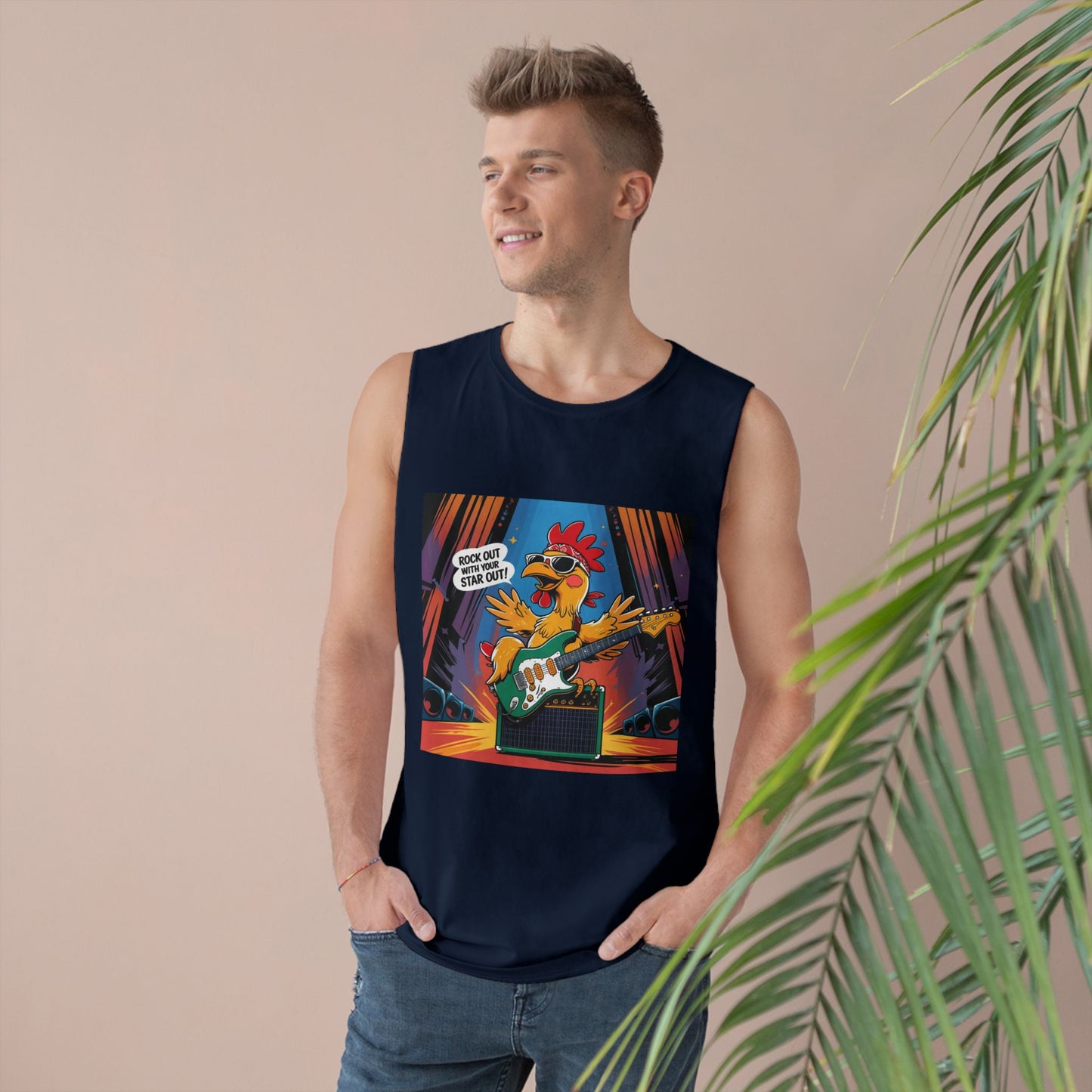 Unisex Rockin' Chicken Tank Top, Funny Music Shirt, Summer Wear, Gift for Musicians, Concert Outfit