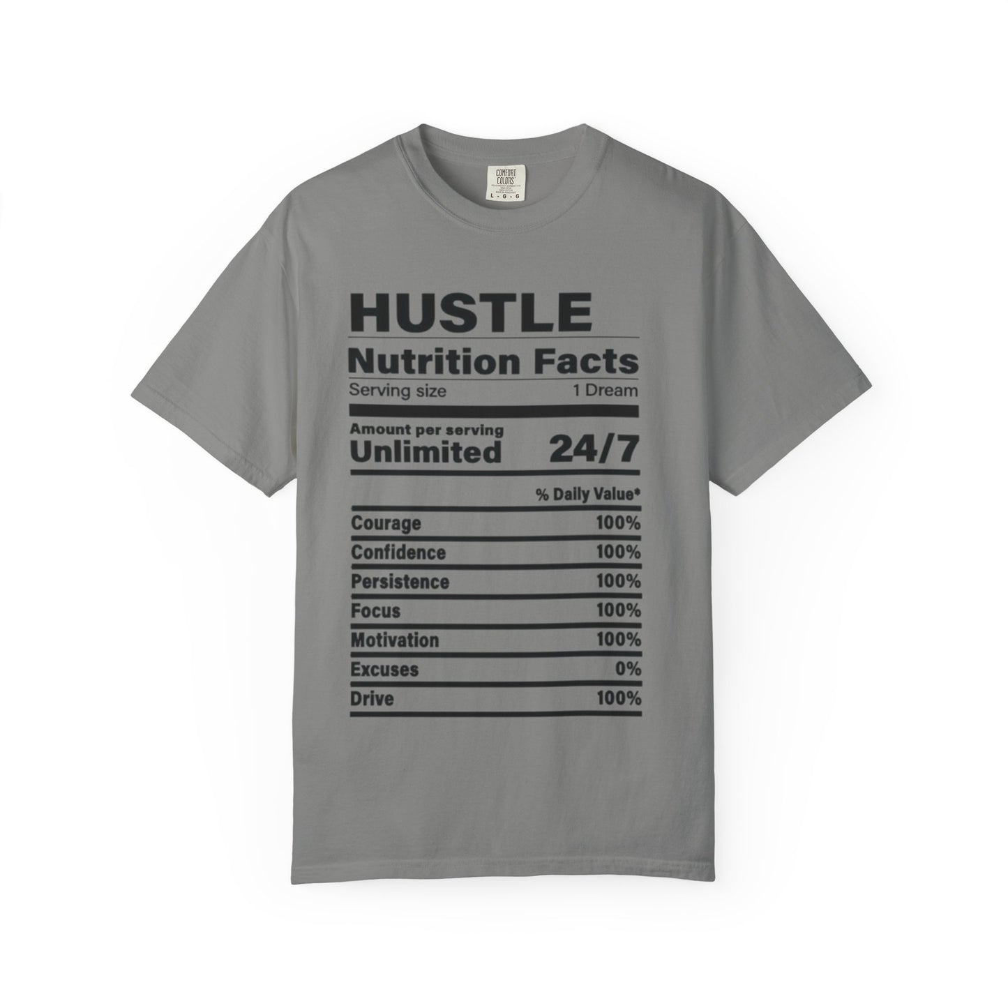 Hustle Nutrition Facts T-Shirt, Unisex Motivational Tee, Fitness Gift, Dreamer Apparel, Inspirational Casual Wear
