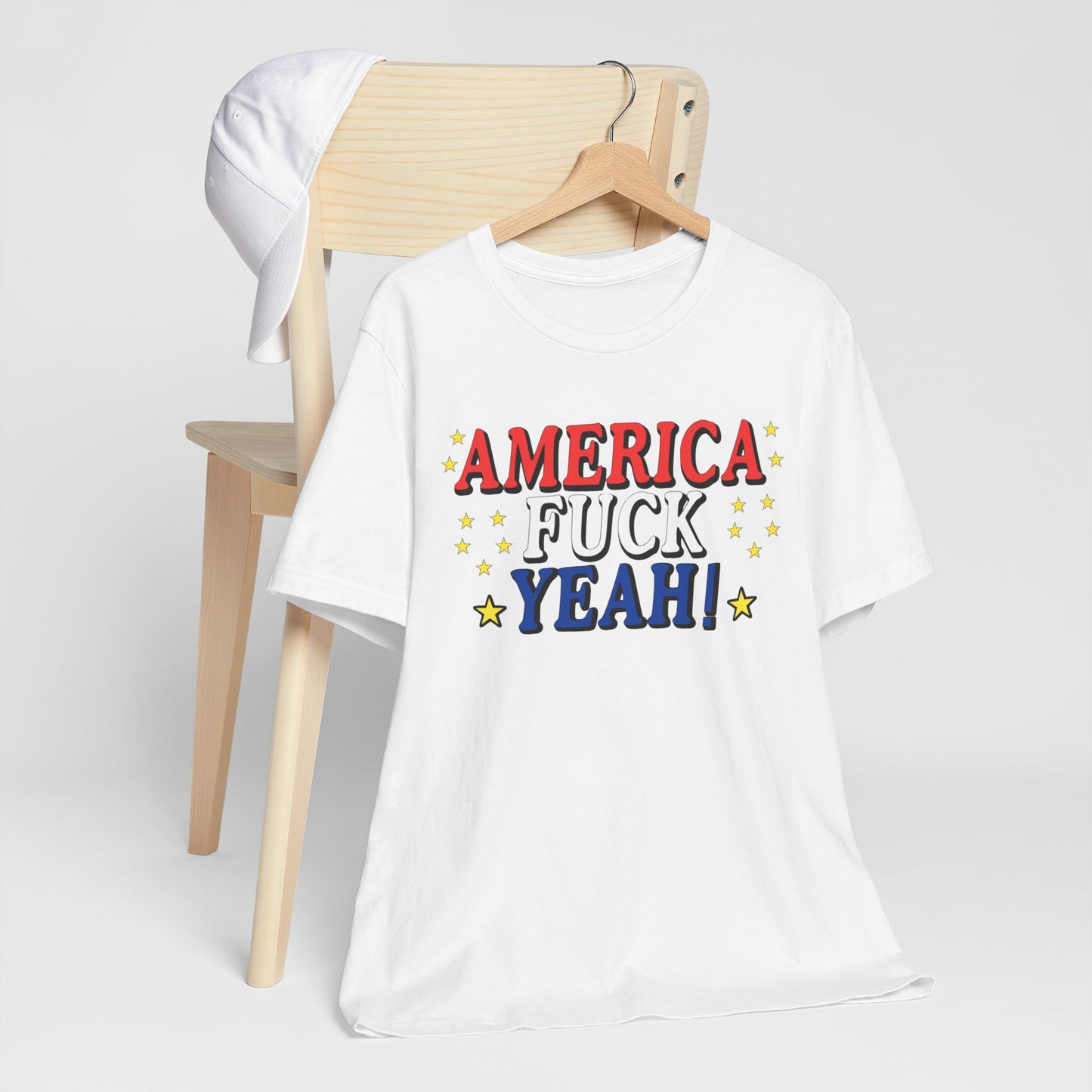 America Fuck Yeah! Unisex Jersey Tee - Patriotic Graphic T-Shirt for Celebrations