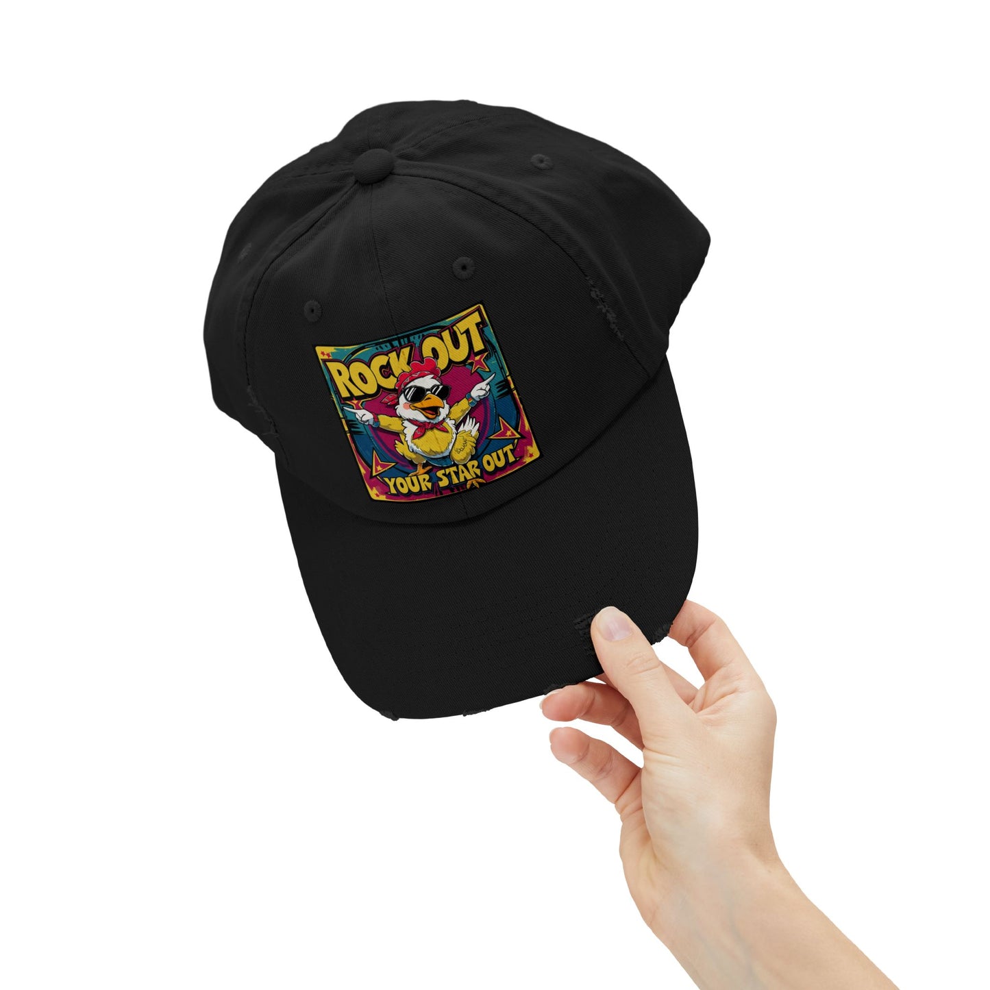 Rock Out Distressed Cap, Vintage Music Hat, Unisex Hat, Casual Style Cap, Concert Accessory, Gift for Music Lovers
