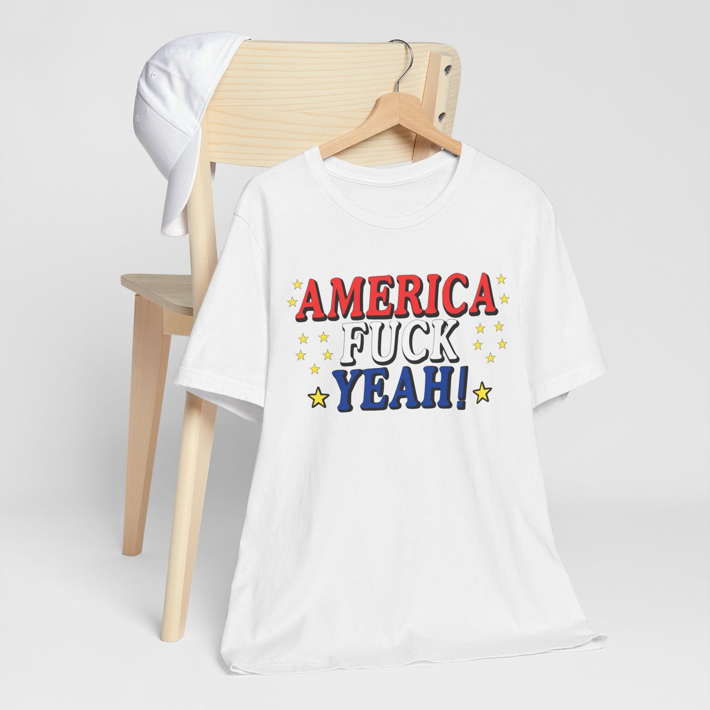 America Fuck Yeah! Unisex Jersey Tee - Patriotic Graphic T-Shirt for Celebrations