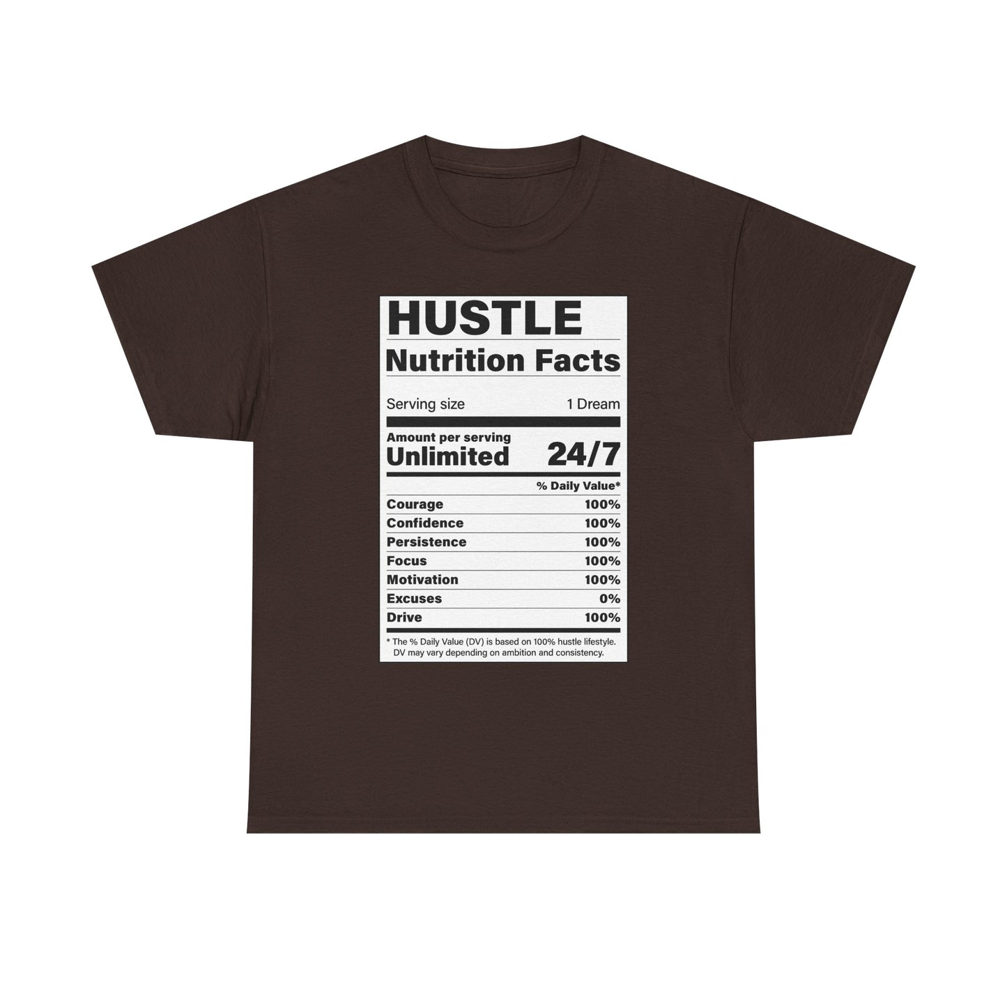 Hustle Nutrition Facts Unisex Heavy Cotton Tee - Motivational Graphic Shirt