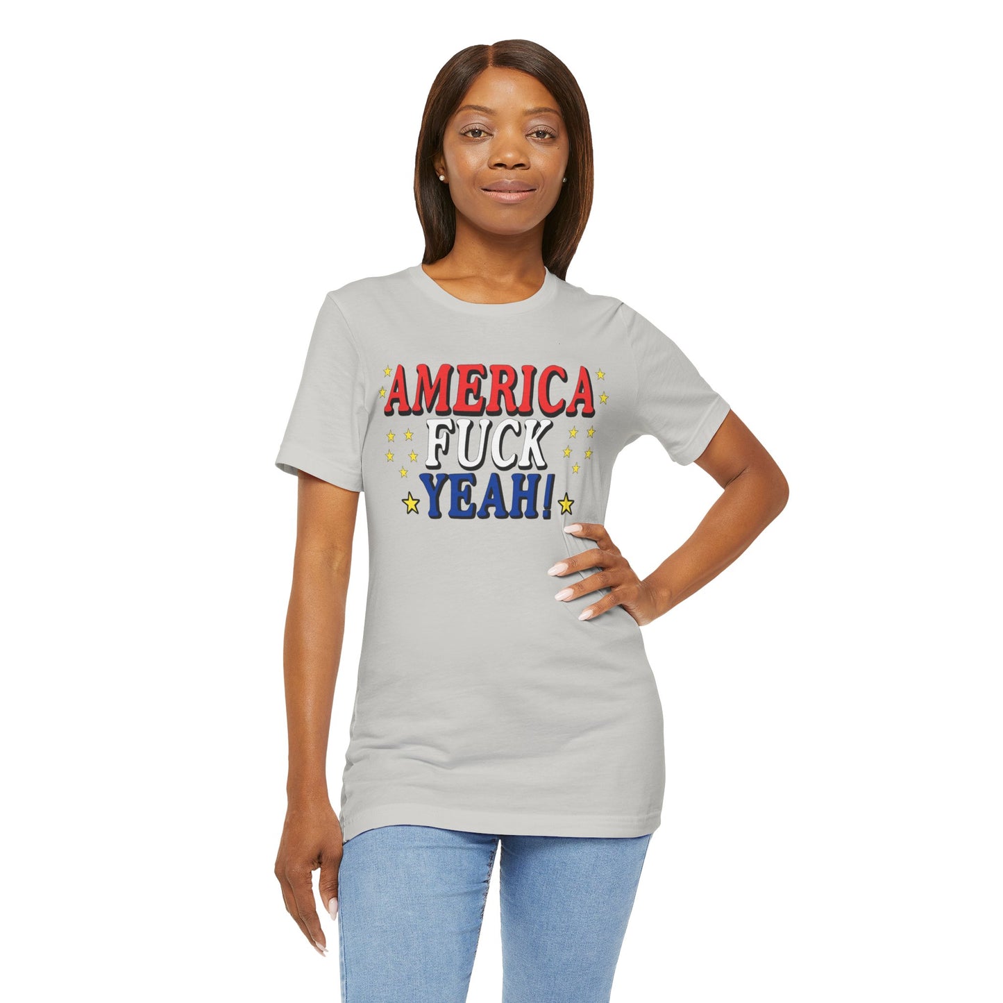 America Fuck Yeah! Unisex Jersey Tee - Patriotic Graphic T-Shirt for Celebrations