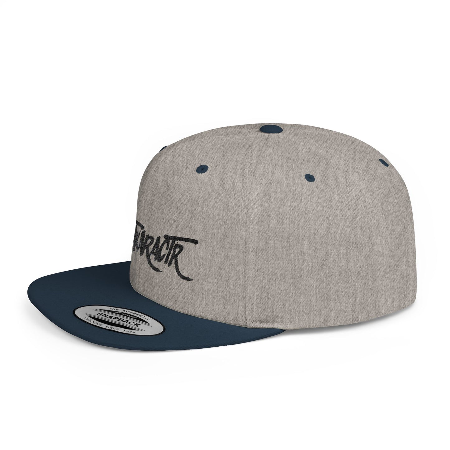 Embroidery "OuTaKaRaCtR " Stylish Outta Character Flat Bill Snapback Cap - Trendy White Hat for Fashion Lovers