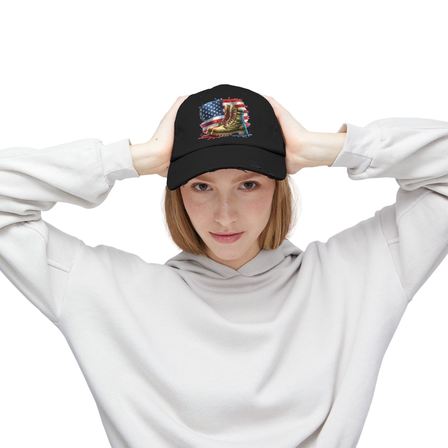 Patriotic Distressed Cap, American Flag Hat, Veteran Appreciation Gift, Casual Outdoor Style, Unisex Fashion Accessory