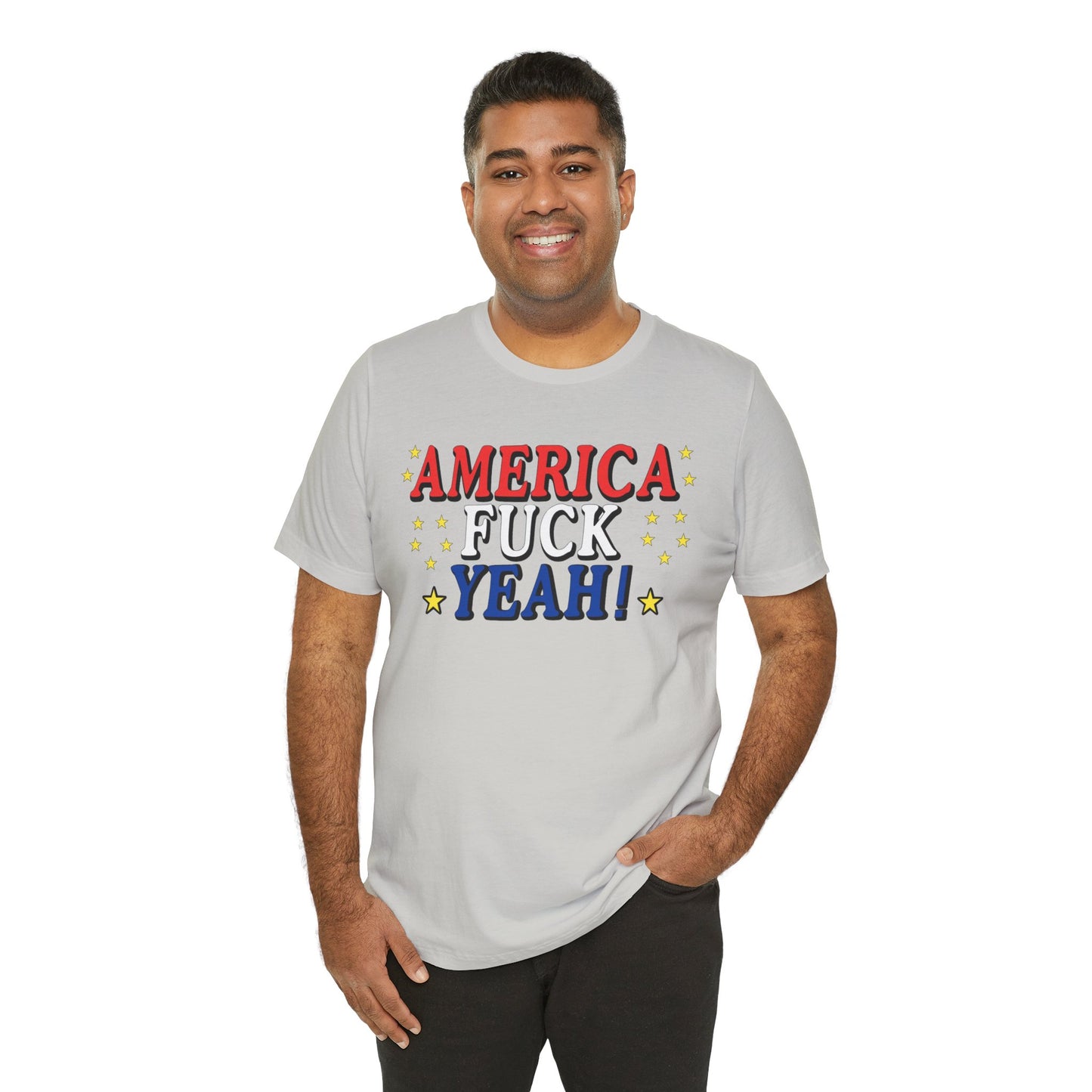 America Fuck Yeah! Unisex Jersey Tee - Patriotic Graphic T-Shirt for Celebrations