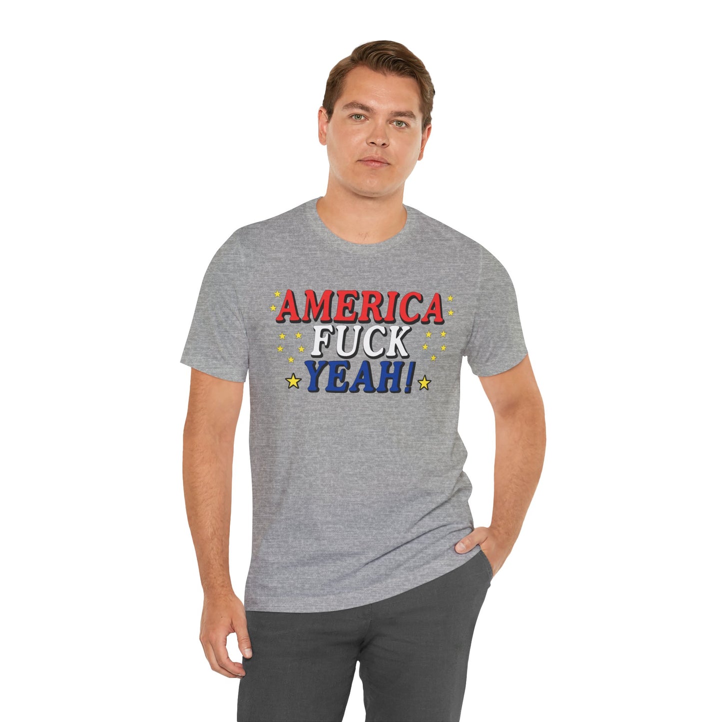 America Fuck Yeah! Unisex Jersey Tee - Patriotic Graphic T-Shirt for Celebrations