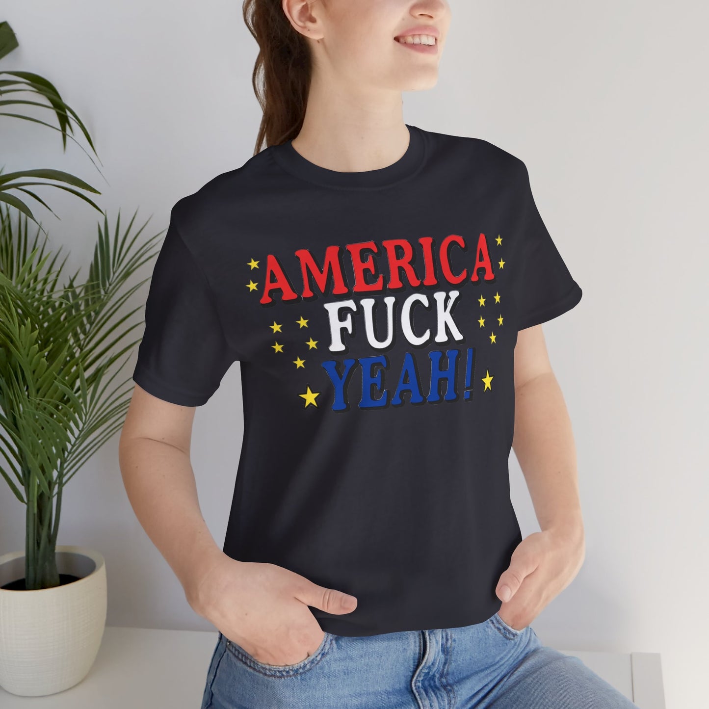 America Fuck Yeah! Unisex Jersey Tee - Patriotic Graphic T-Shirt for Celebrations