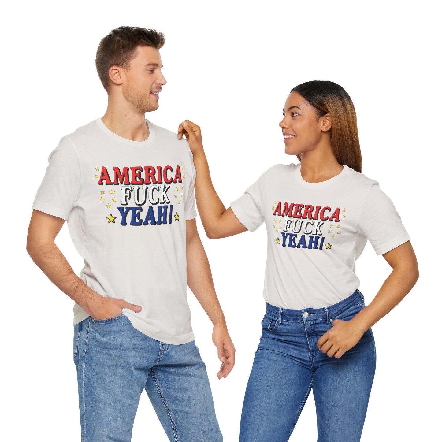 America Fuck Yeah! Unisex Jersey Tee - Patriotic Graphic T-Shirt for Celebrations