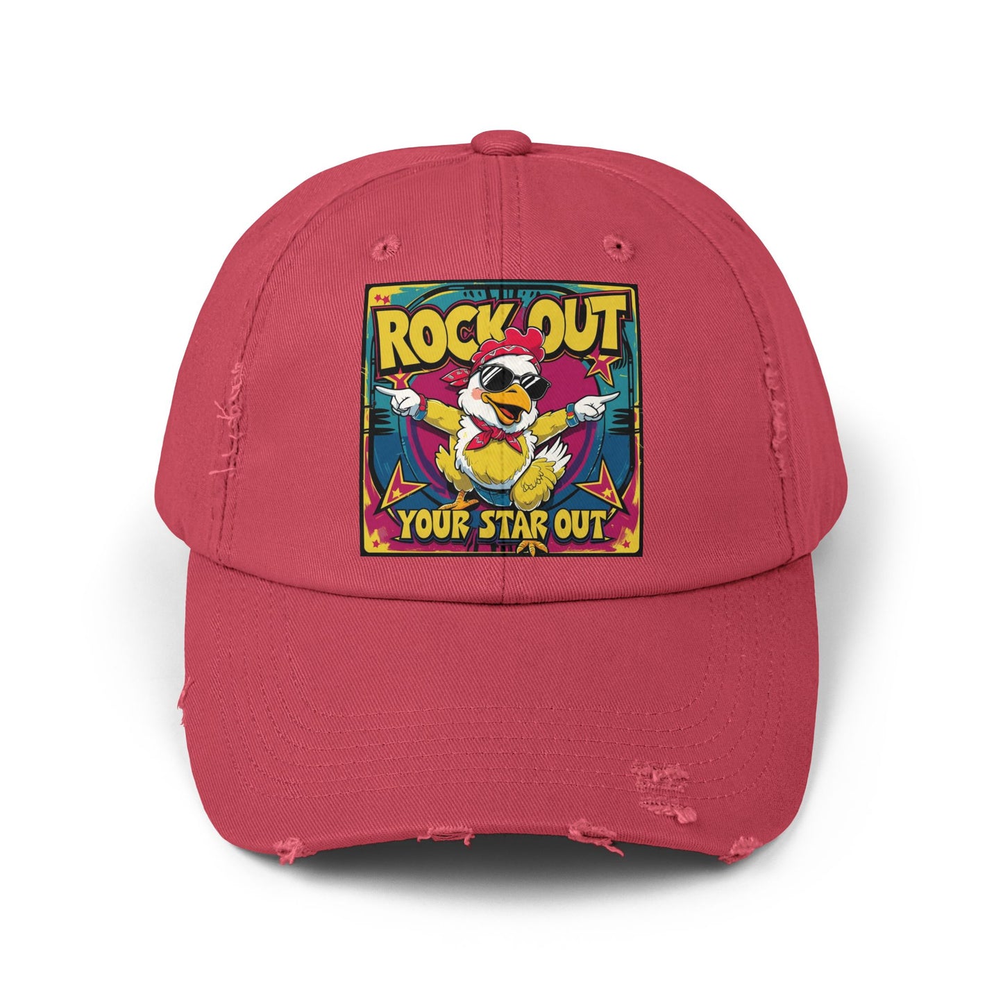 Rock Out Distressed Cap, Vintage Music Hat, Unisex Hat, Casual Style Cap, Concert Accessory, Gift for Music Lovers