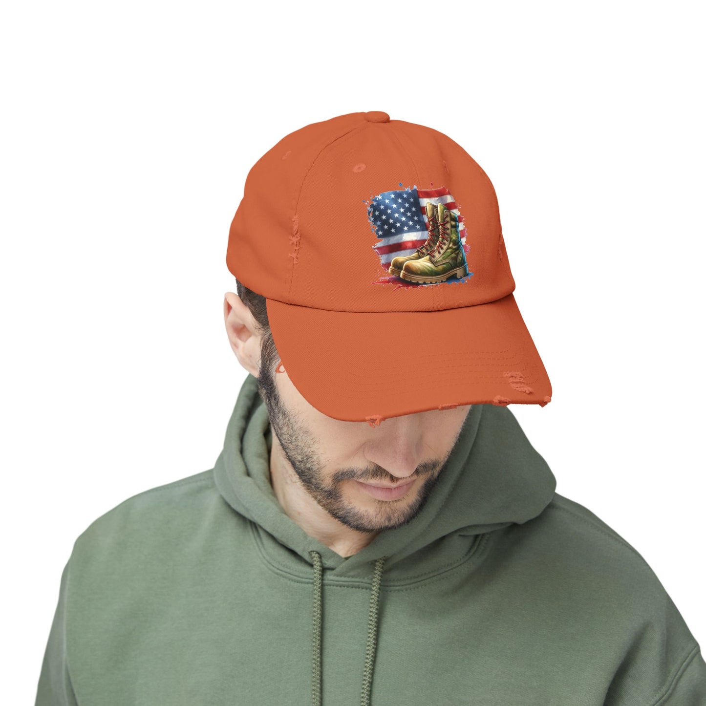 Patriotic Distressed Cap, American Flag Hat, Veteran Appreciation Gift, Casual Outdoor Style, Unisex Fashion Accessory