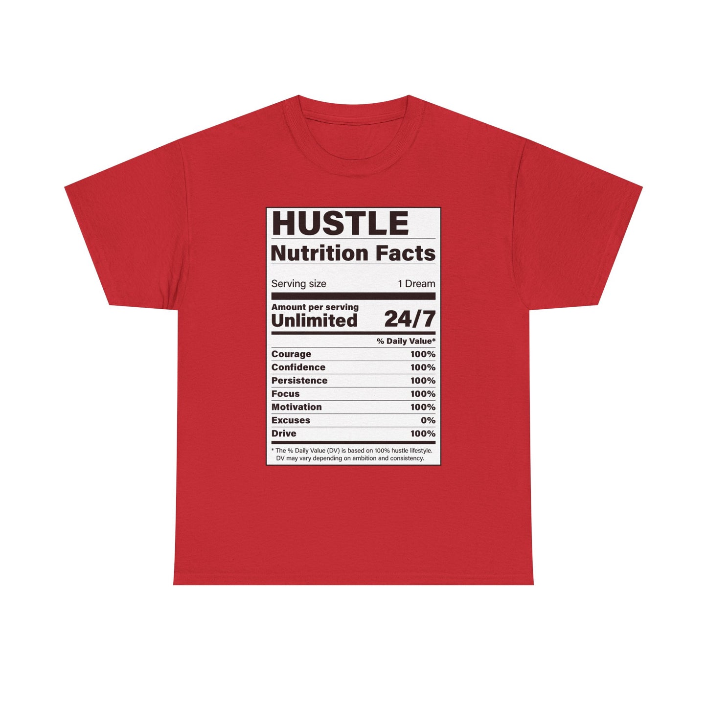 Hustle Nutrition Facts Unisex Heavy Cotton Tee - Motivational Graphic Shirt