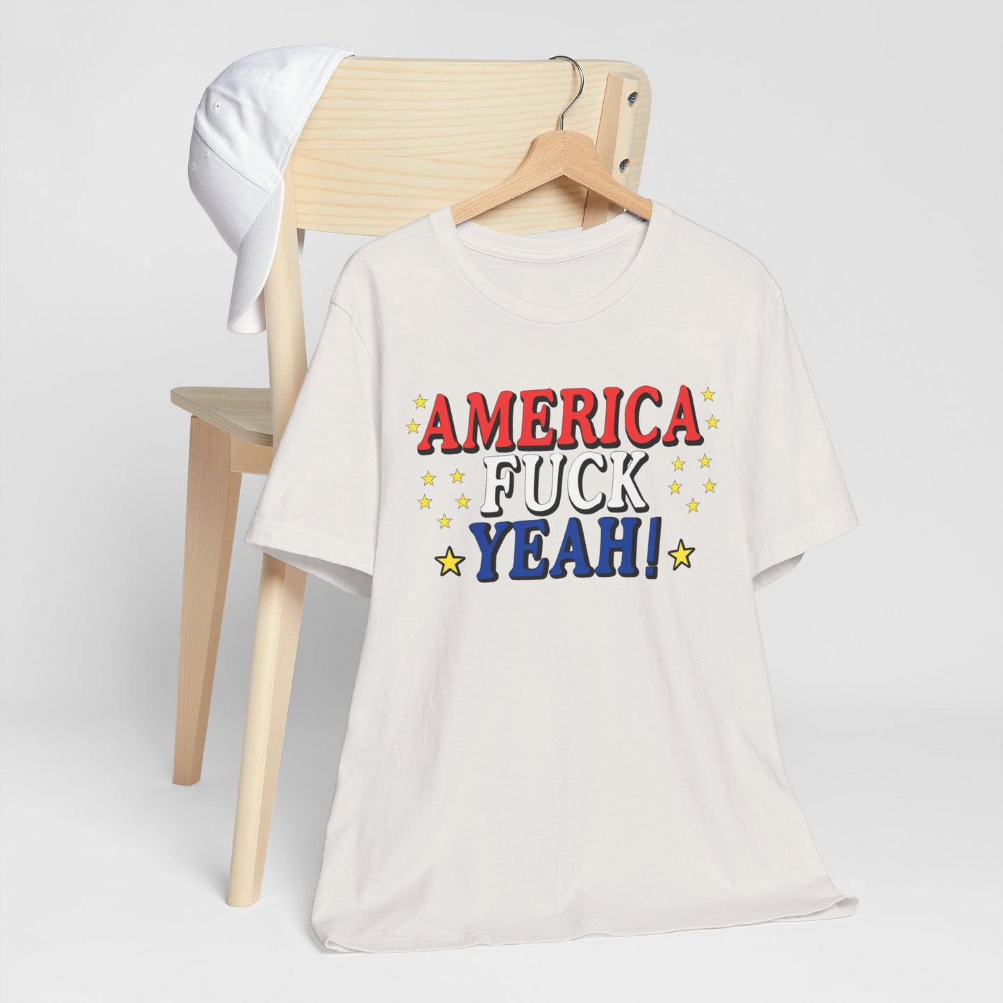 America Fuck Yeah! Unisex Jersey Tee - Patriotic Graphic T-Shirt for Celebrations