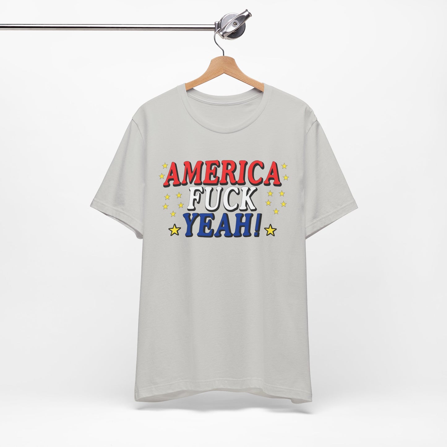 America Fuck Yeah! Unisex Jersey Tee - Patriotic Graphic T-Shirt for Celebrations