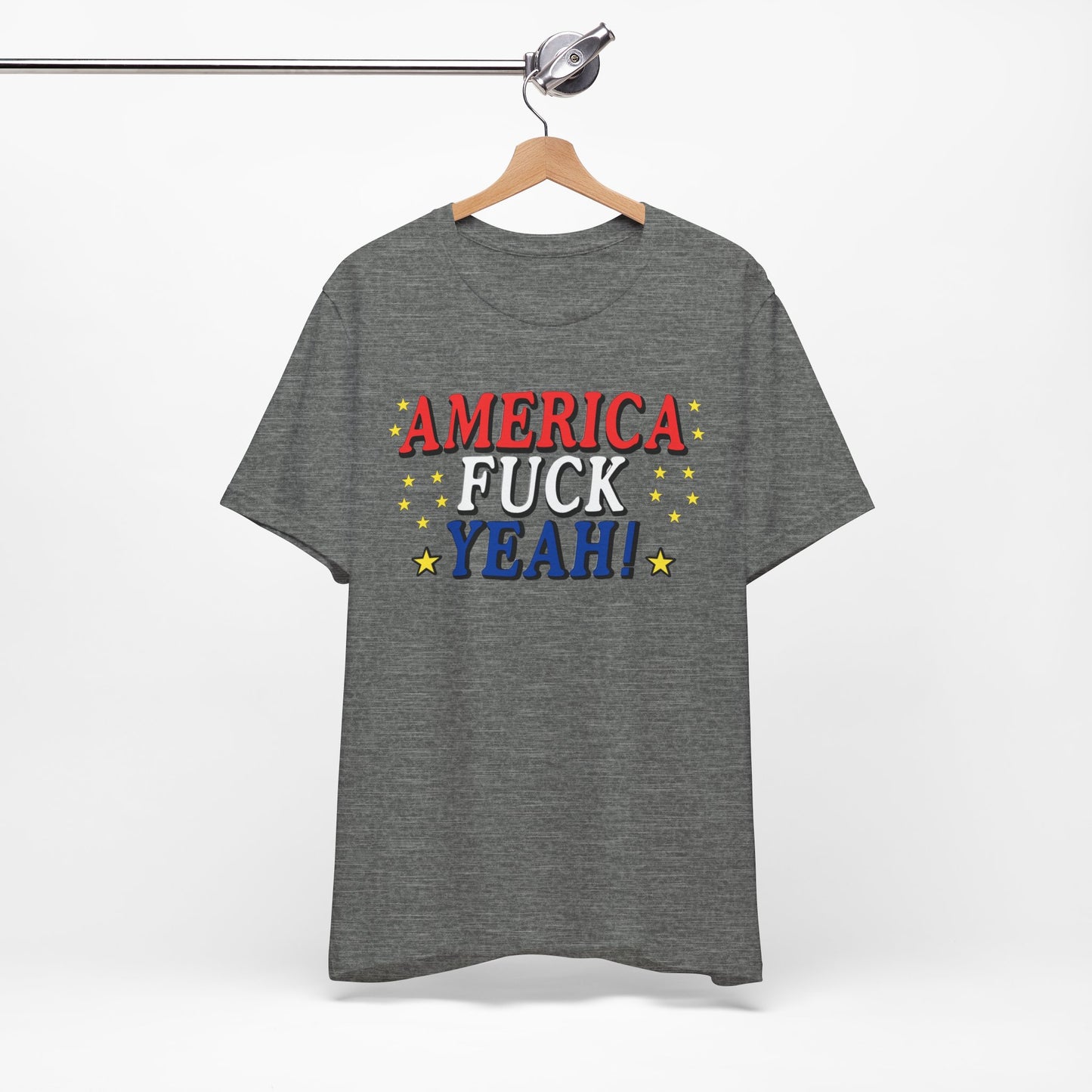 America Fuck Yeah! Unisex Jersey Tee - Patriotic Graphic T-Shirt for Celebrations