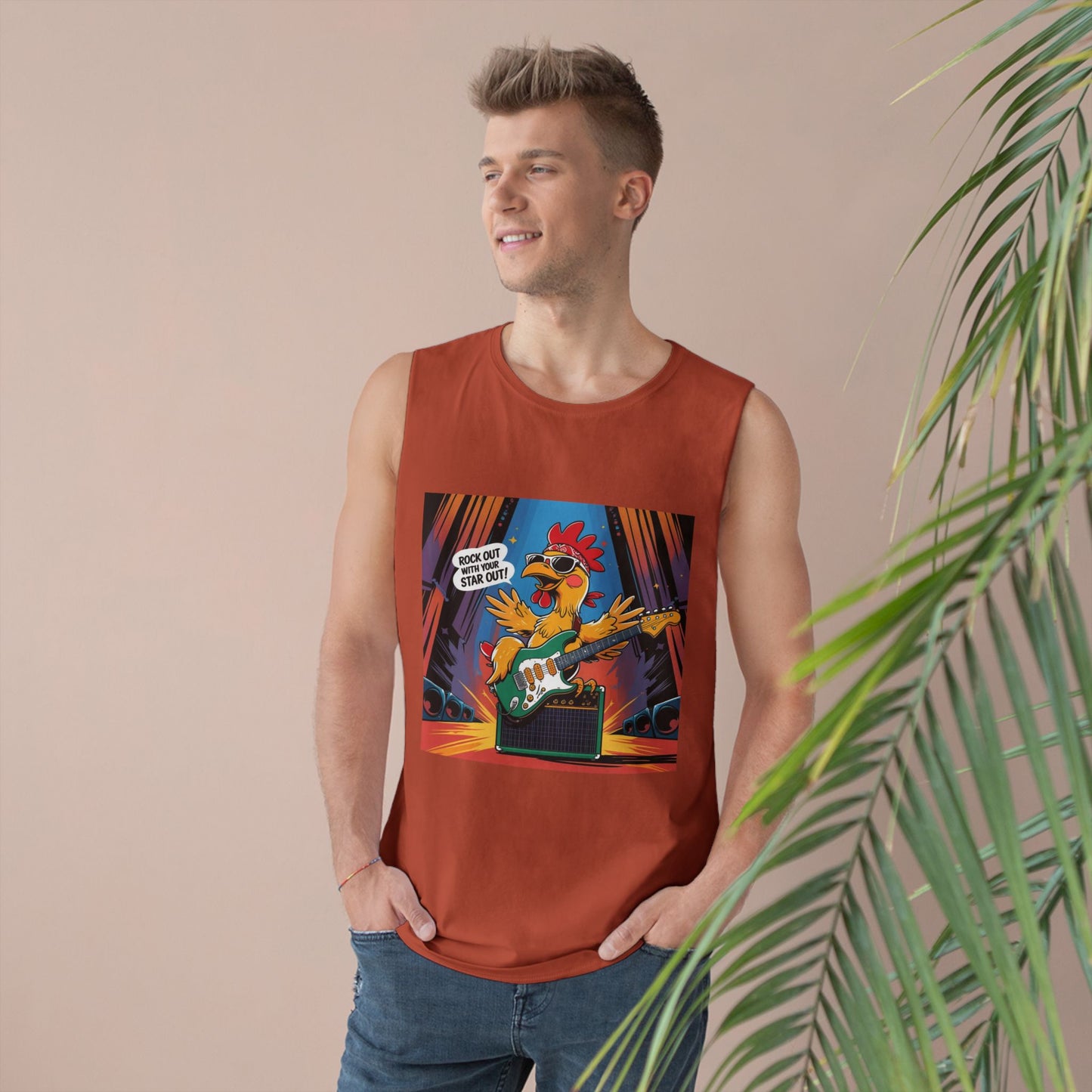 Unisex Rockin' Chicken Tank Top, Funny Music Shirt, Summer Wear, Gift for Musicians, Concert Outfit