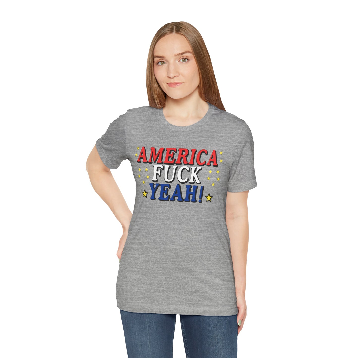 America Fuck Yeah! Unisex Jersey Tee - Patriotic Graphic T-Shirt for Celebrations
