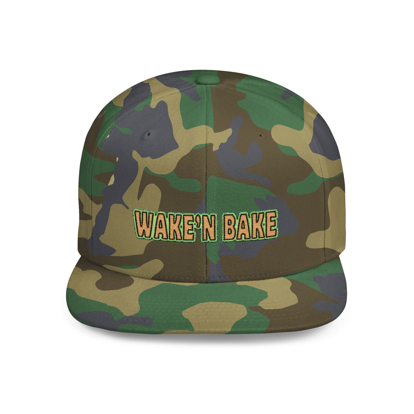Trendy Flat Bill Snapback Hat, Wake 'N Bake Cap, Gift for Stoners, Casual Wear, Street Style