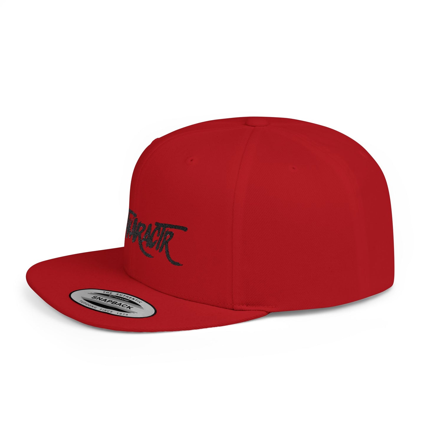 Embroidery "OuTaKaRaCtR " Stylish Outta Character Flat Bill Snapback Cap - Trendy White Hat for Fashion Lovers
