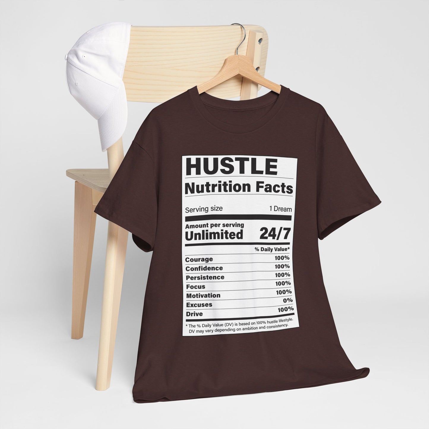 Hustle Nutrition Facts Unisex Heavy Cotton Tee - Motivational Graphic Shirt