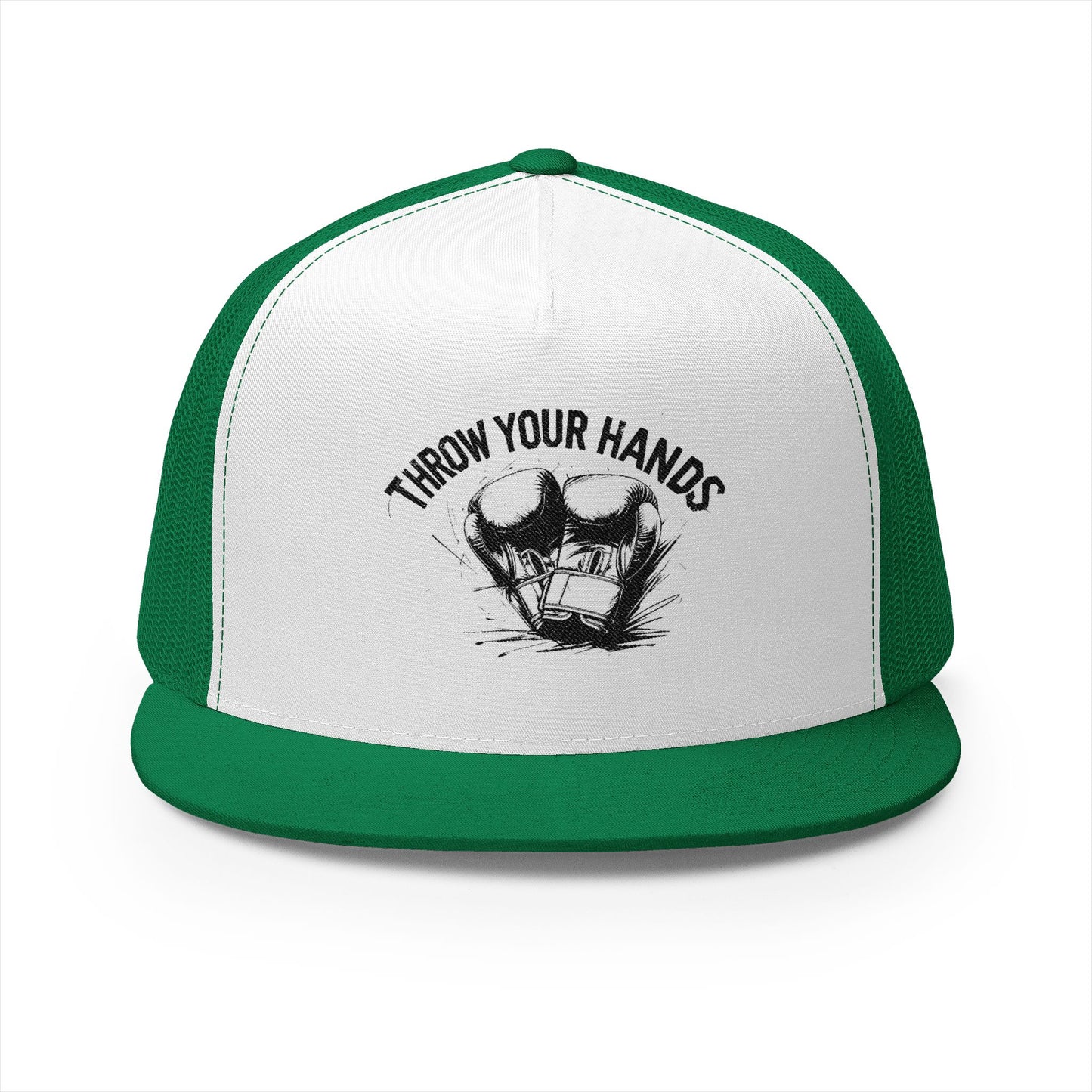 Trendy 5 Panel Trucker Cap - 'Throw Your Hands' Design, Perfect for Festivals, Casual Outings, Unisex Gift, Summer Style